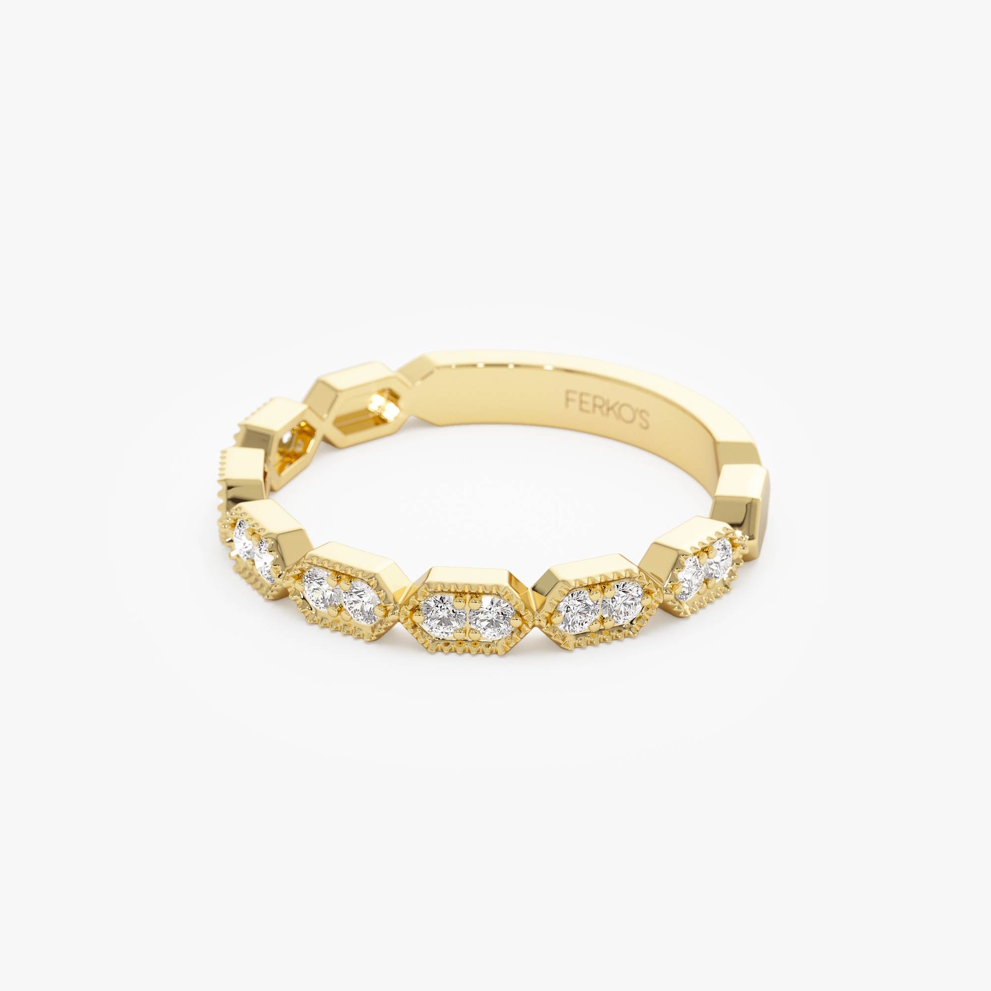 OBFJ0636 - 14k Stacking Filigree Diamond Ring 8