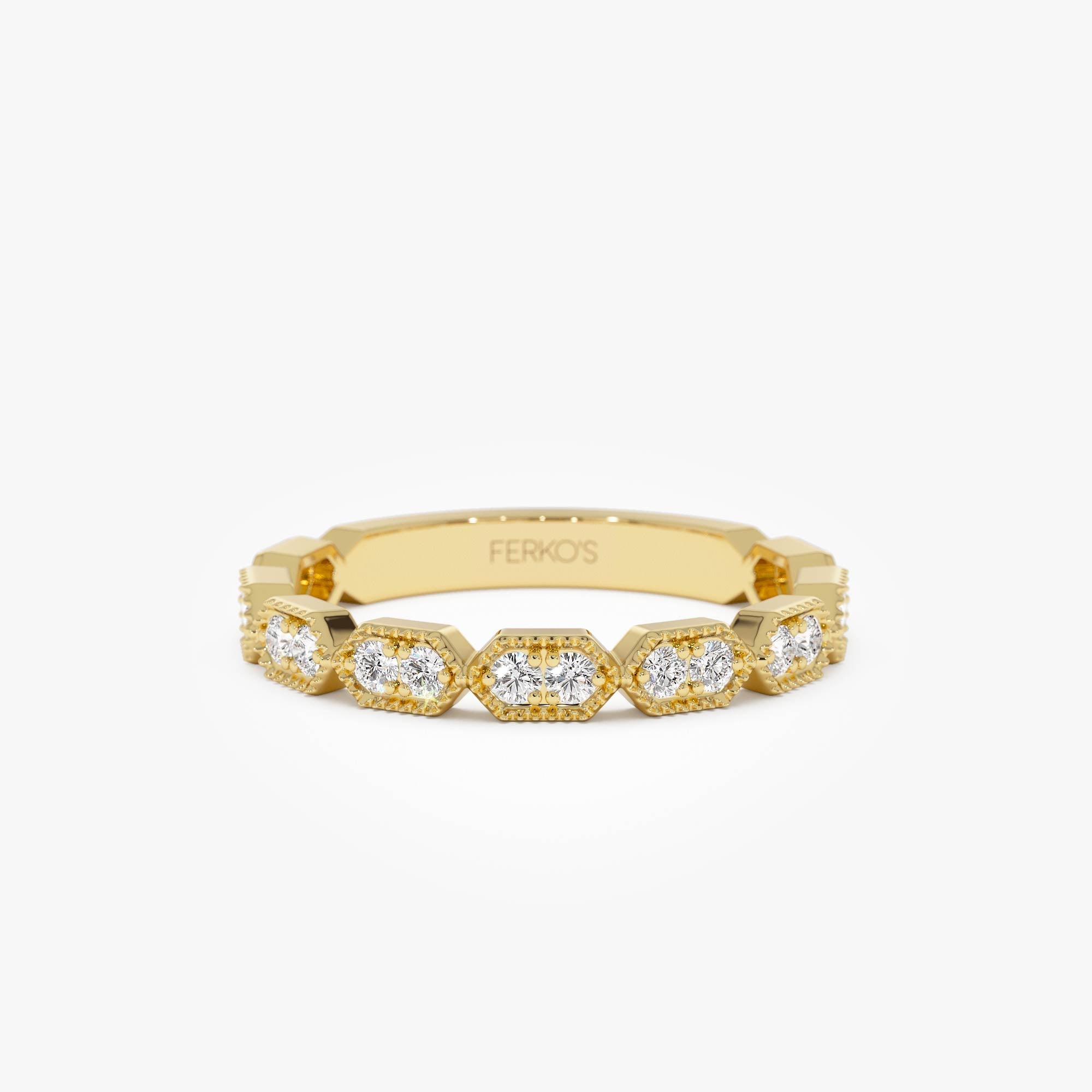 OBFJ0636 - 14k Stacking Filigree Diamond Ring 1