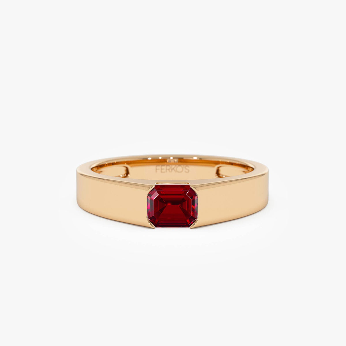 OBFJ0687 - Emerald Cut Ruby Solitaire Ring ring in selectable metal and diamond options - Roselle Jewelry view 5