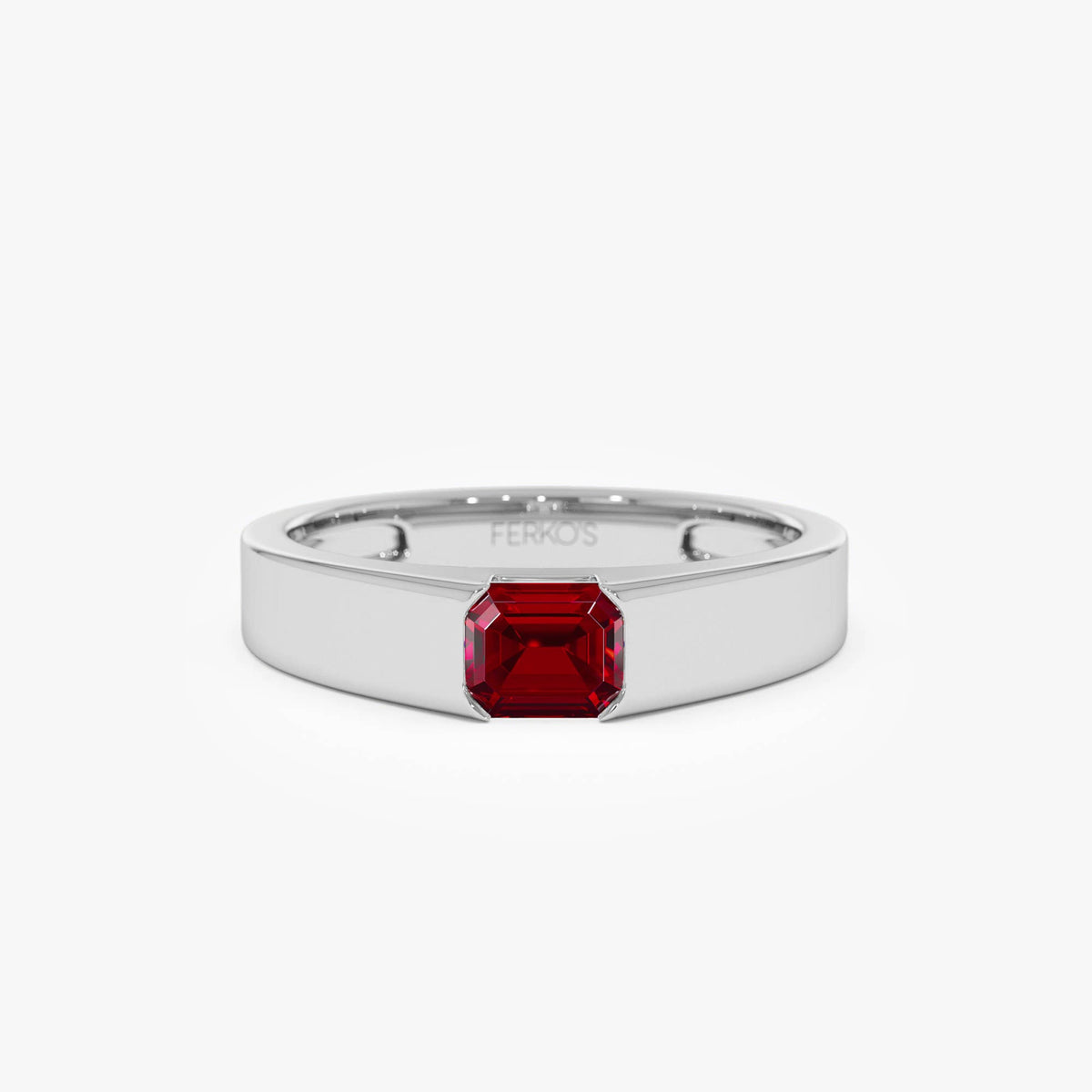 OBFJ0687 - Emerald Cut Ruby Solitaire Ring ring in selectable metal and diamond options - Roselle Jewelry view 6