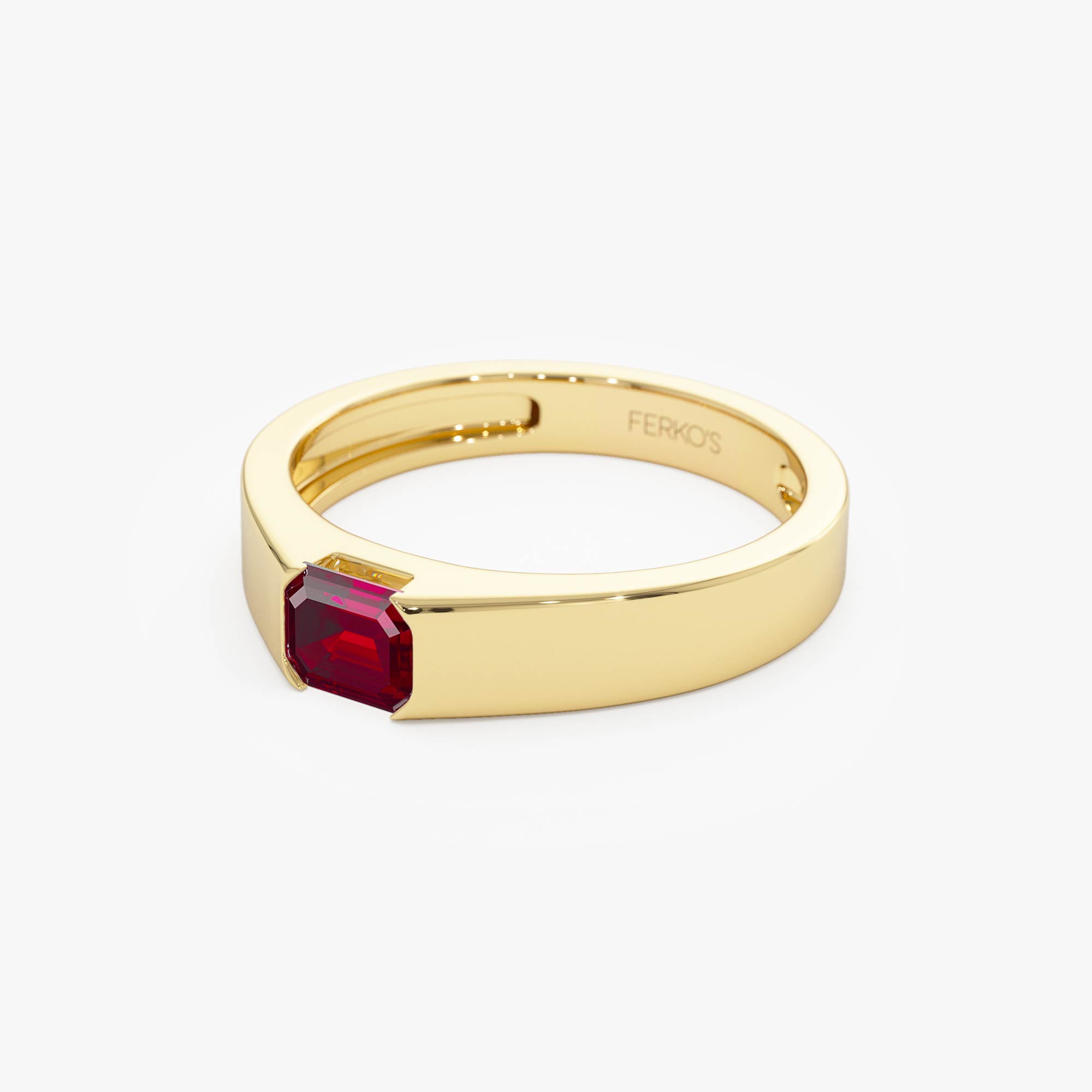 OBFJ0687 - Emerald Cut Ruby Solitaire Ring ring in selectable metal and diamond options - Roselle Jewelry view 7