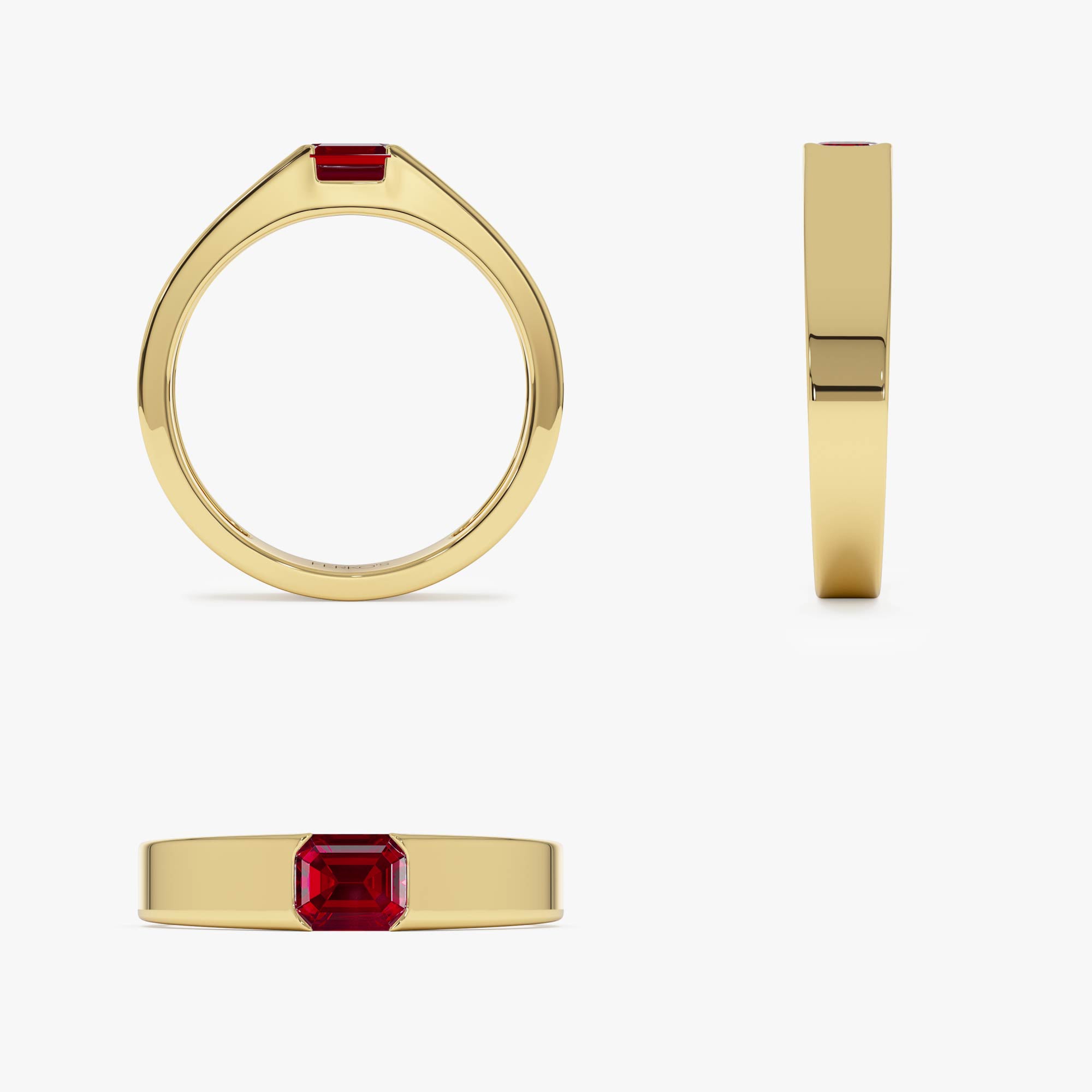 OBFJ0687 - Emerald Cut Ruby Solitaire Ring ring in selectable metal and diamond options - Roselle Jewelry view 8