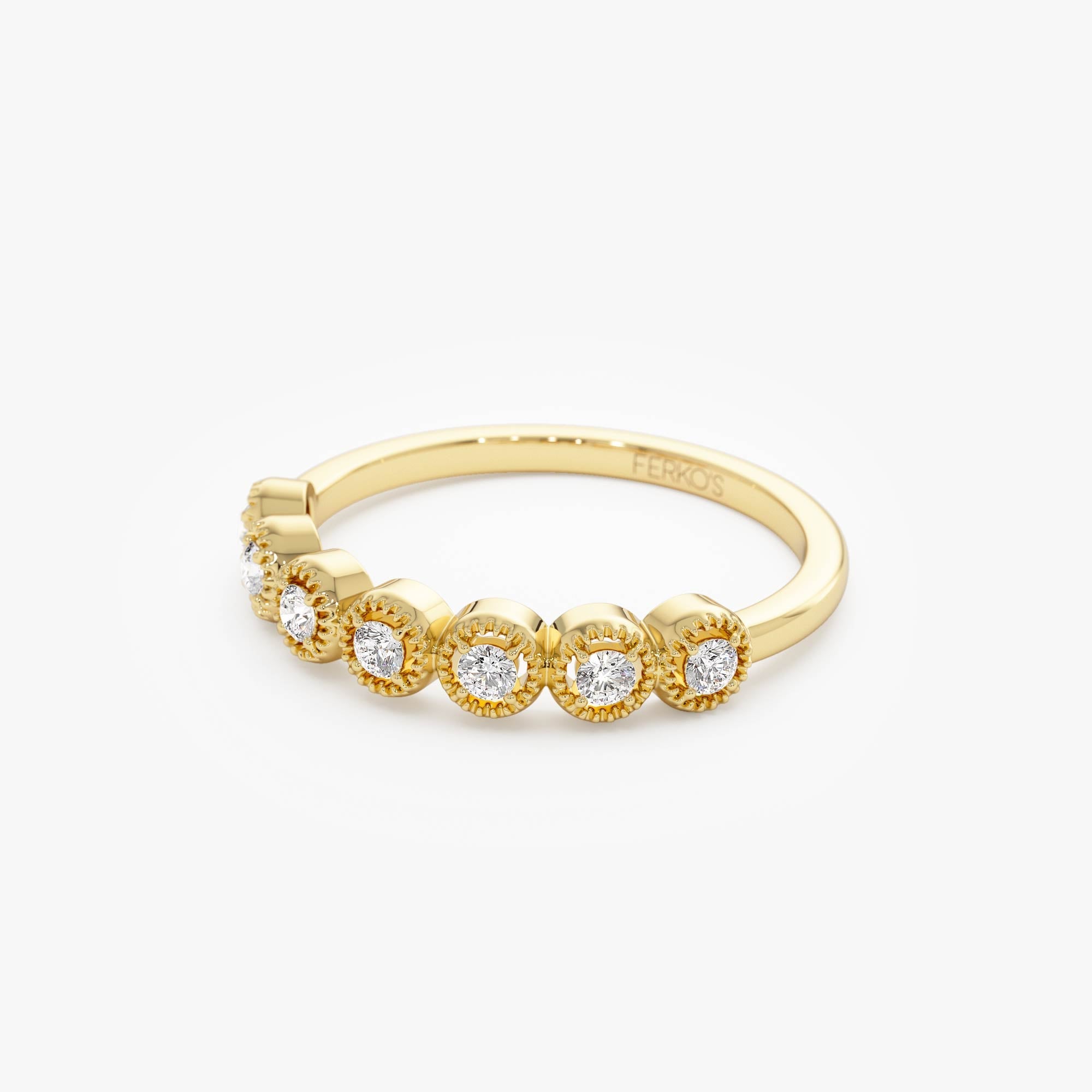 OBFJ0005 - Vintage Style Diamond Band Ring ring in selectable metal and diamond options - Roselle Jewelry view 6