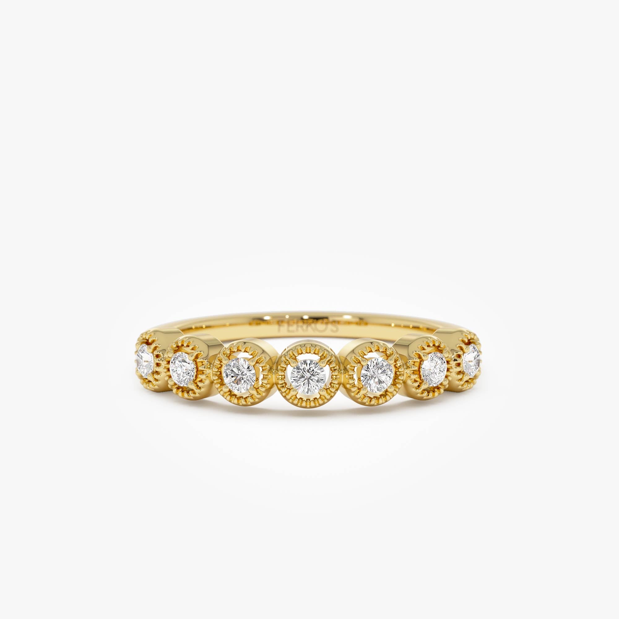 OBFJ0686 - 14k Vintage Style Diamond Band Ring 1