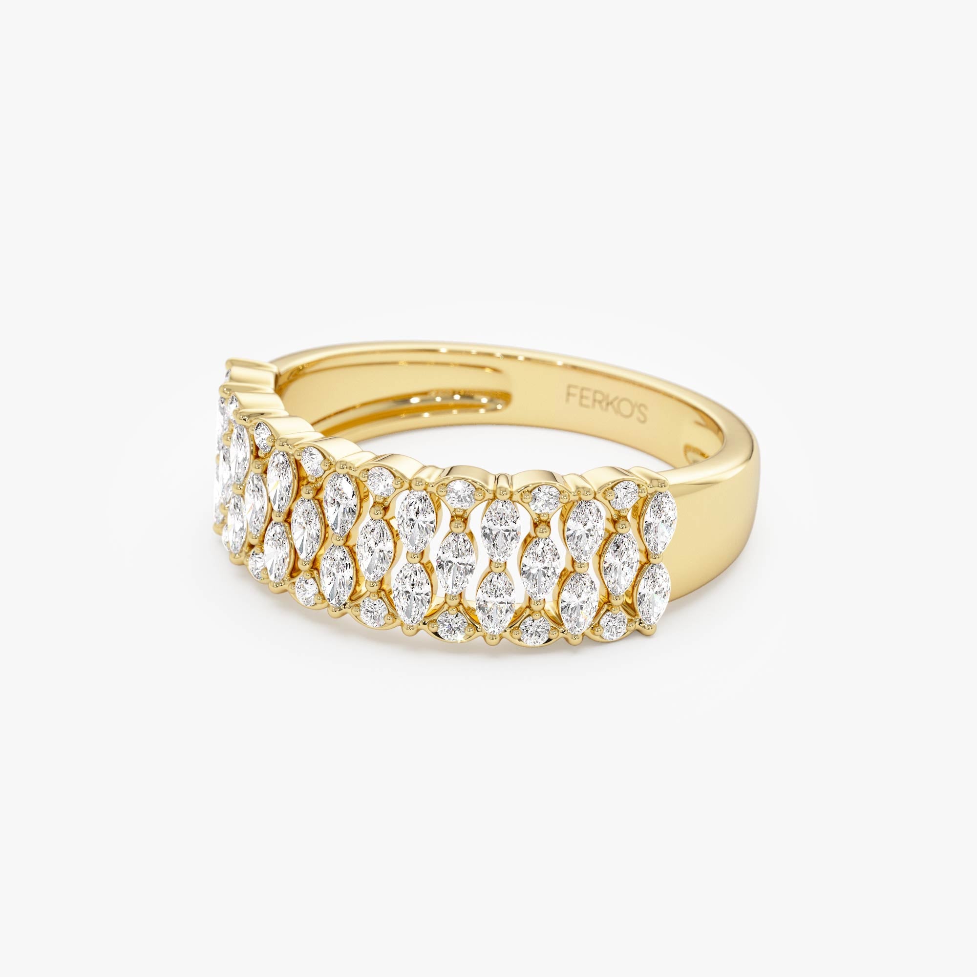 OBFJ0001 - Multi Row Marquise Diamond Anniversary Ring ring in selectable metal and diamond options - Roselle Jewelry view 5