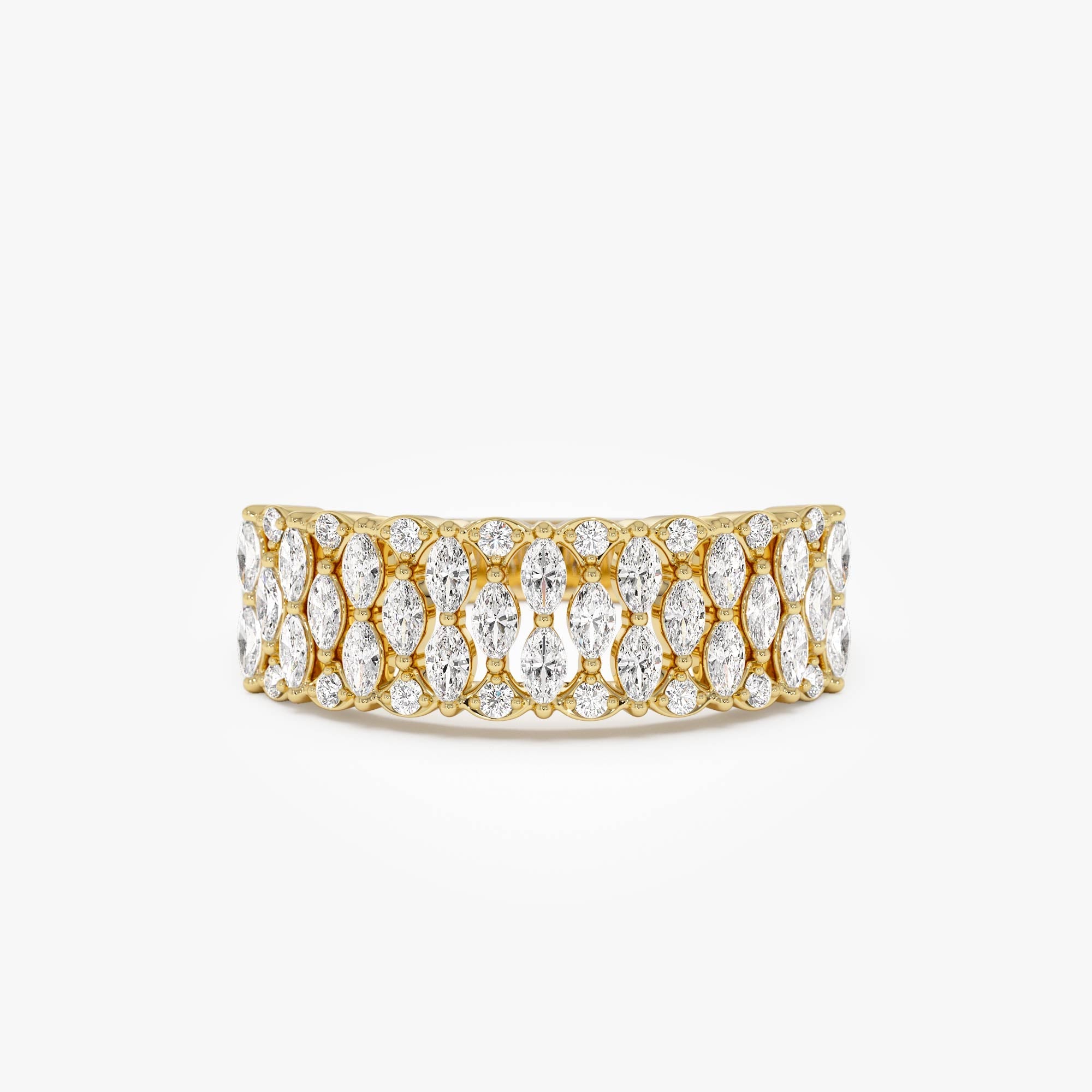 OBFJ0001 - Multi Row Marquise Diamond Anniversary Ring ring in selectable metal and diamond options - Roselle Jewelry view 1