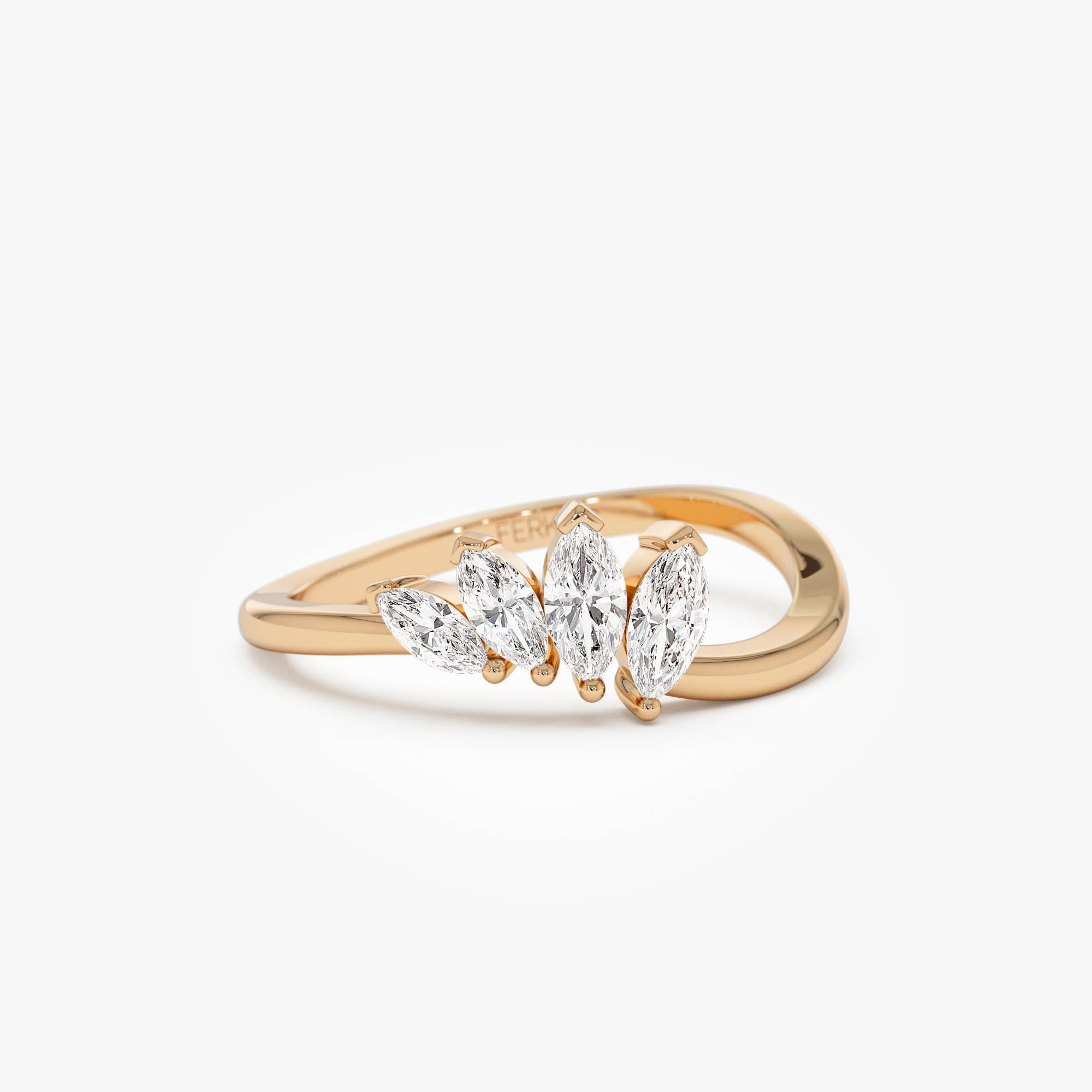 OBFJ0681 - 14k Modern Marquise Diamond Cluster Ring 6