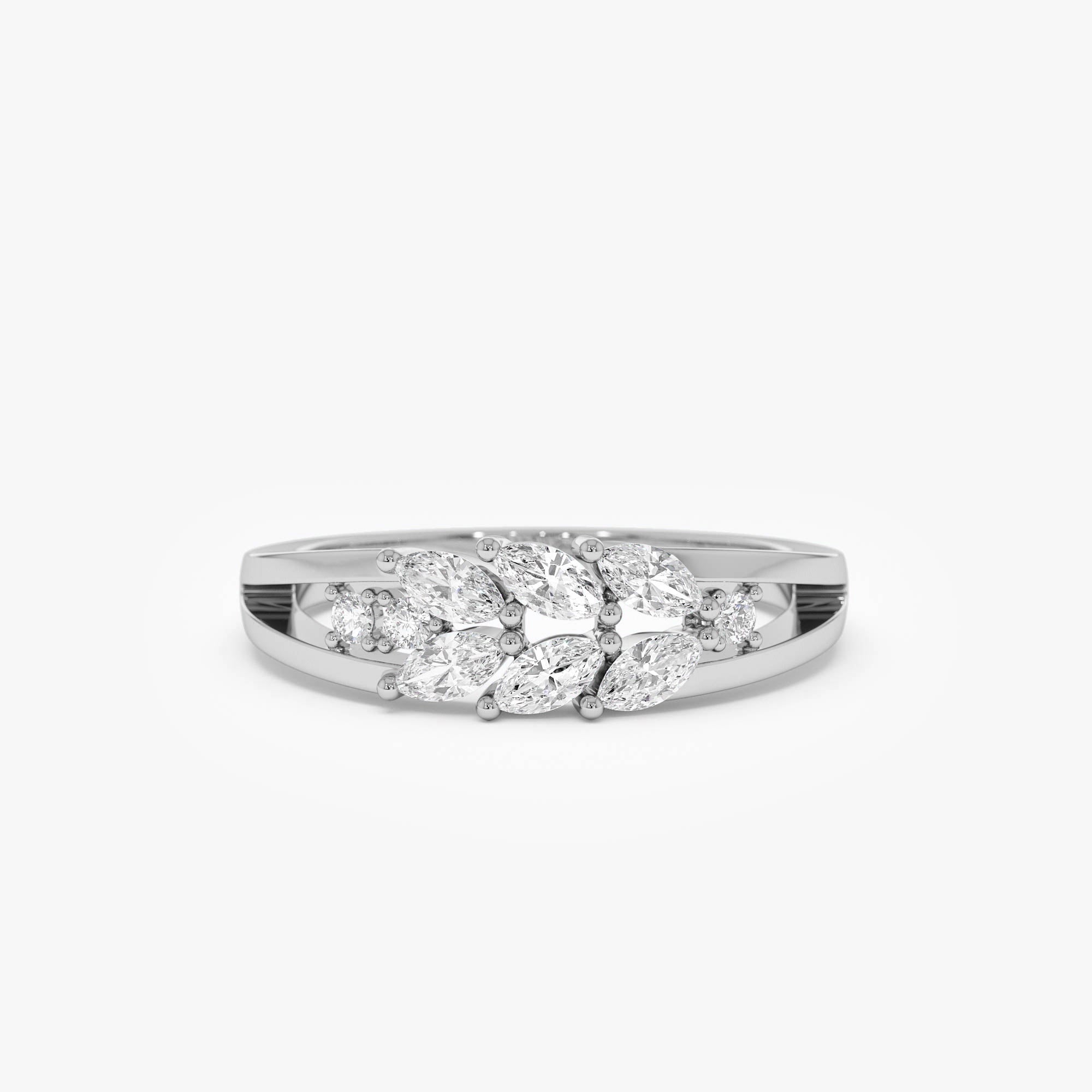 OBFJ0677 - 14k Diamond Leaf Style Marquise Ring 3