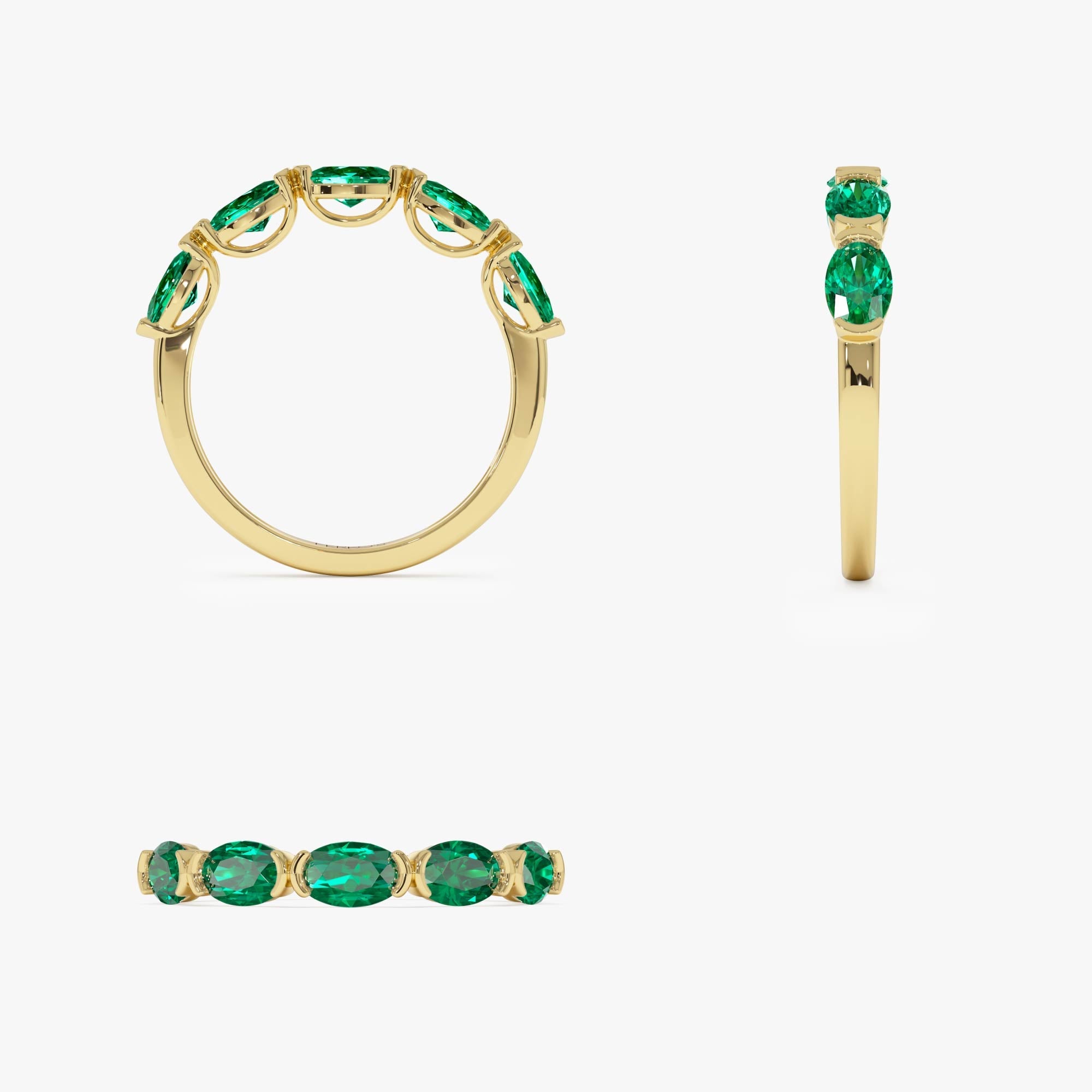 OBFJ0676 - 14k Classic Emerald Five Stone Ring 8