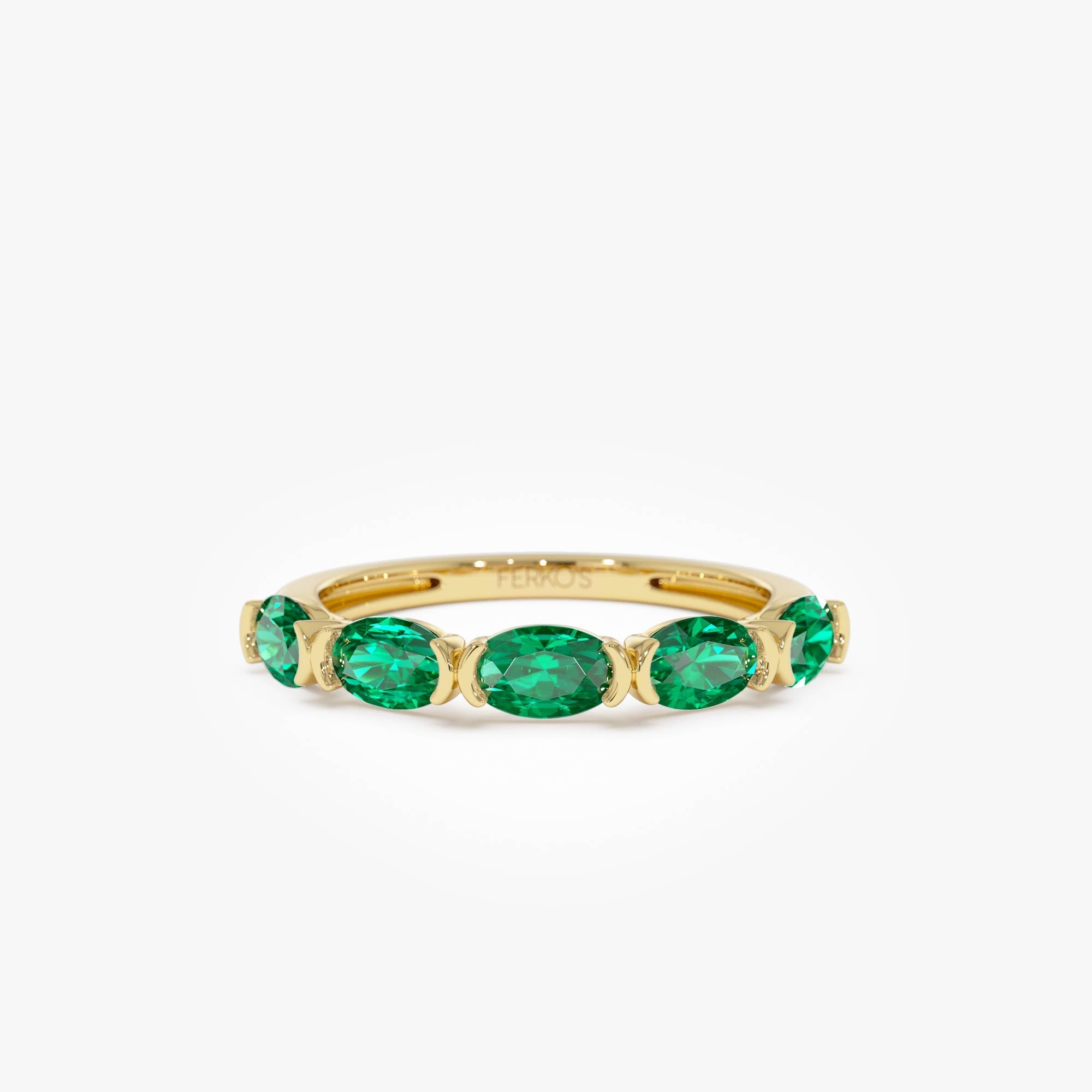 OBFJ0676 - 14k Classic Emerald Five Stone Ring 1