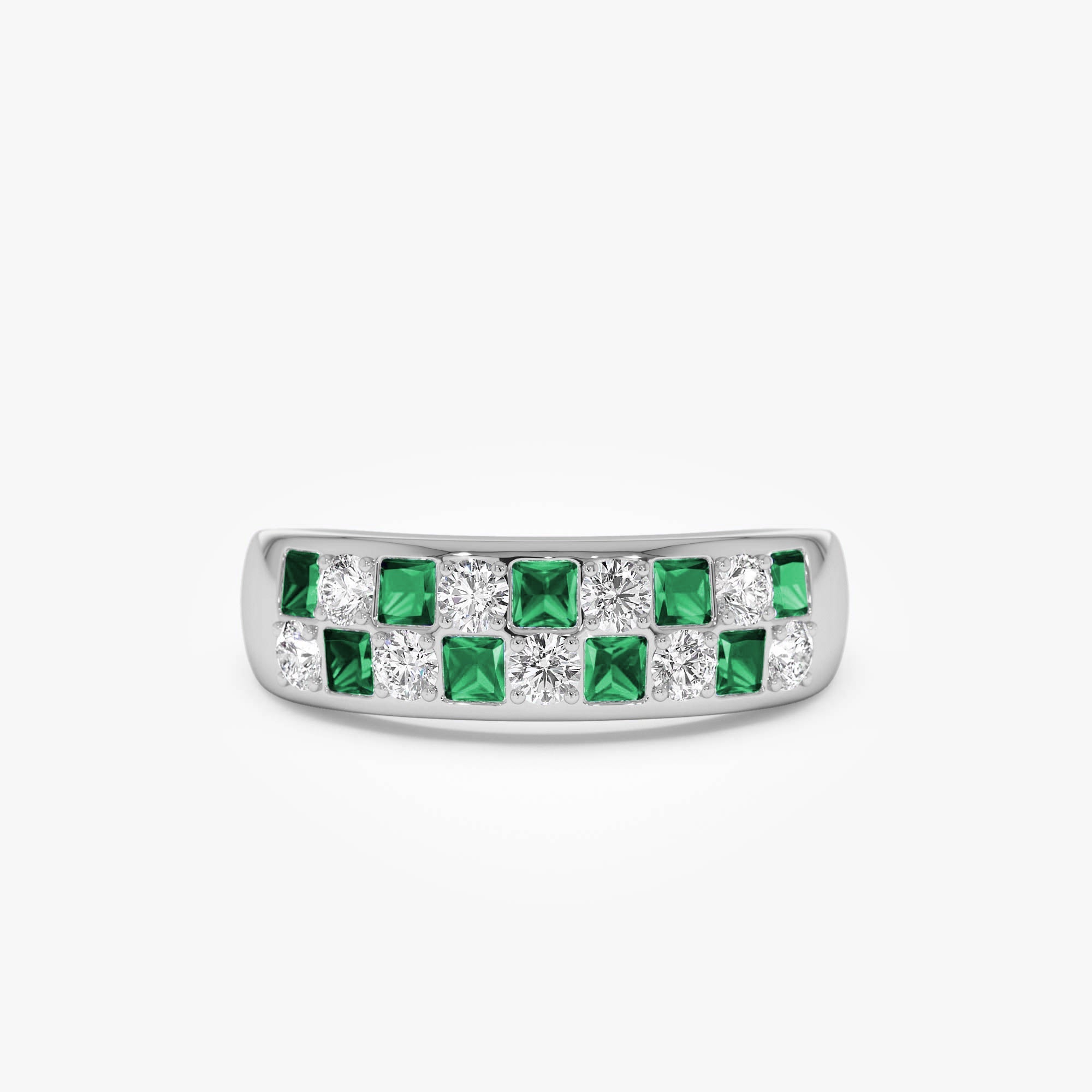 OBFJ0641 - 14K Square Emerald & Diamond Wedding Ring 5