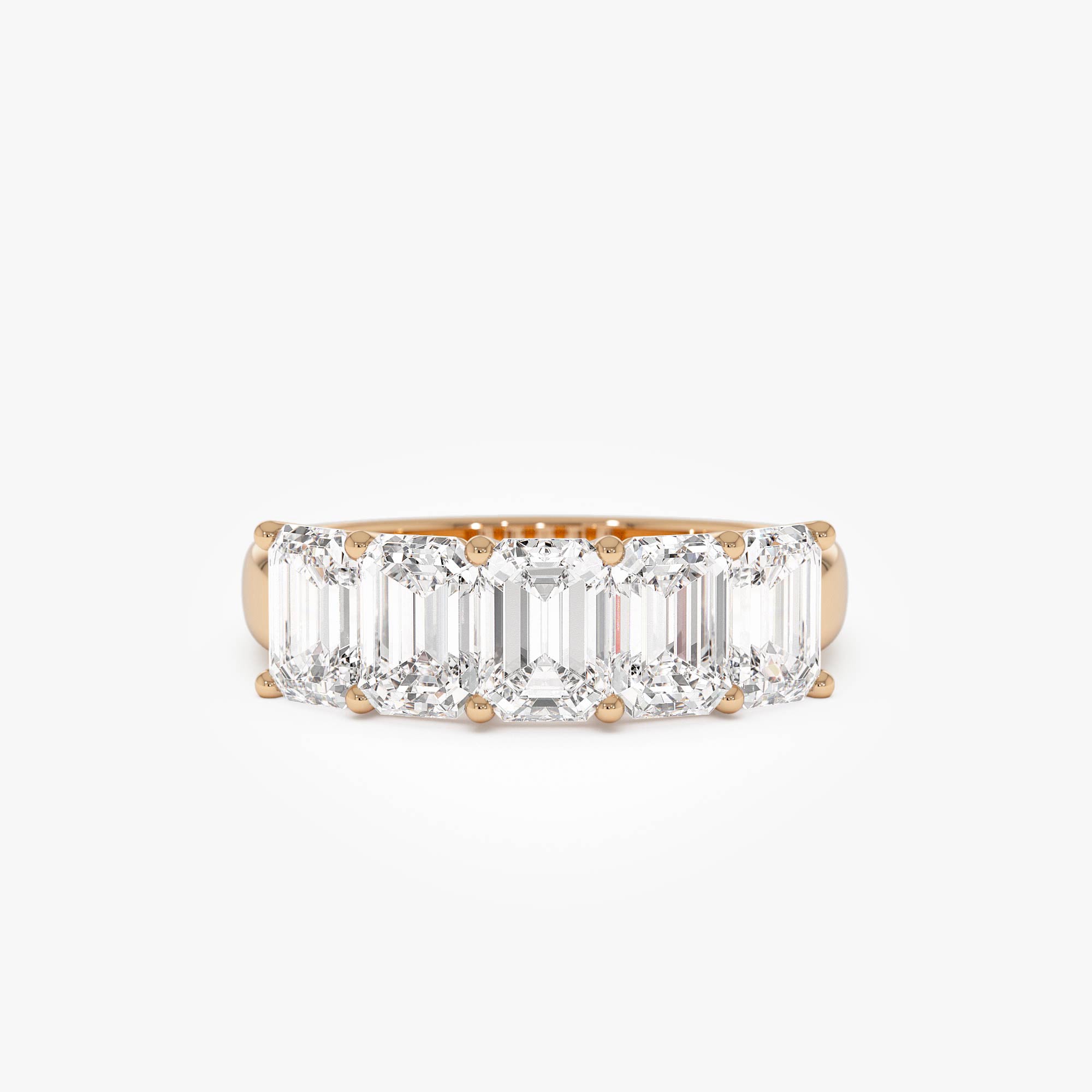 OBFJ0570 - 2.65 ctw 14k Prong Setting Five Stone Emerald Cut Lab Grown Diamond Anniversary Ring - Lucia 6