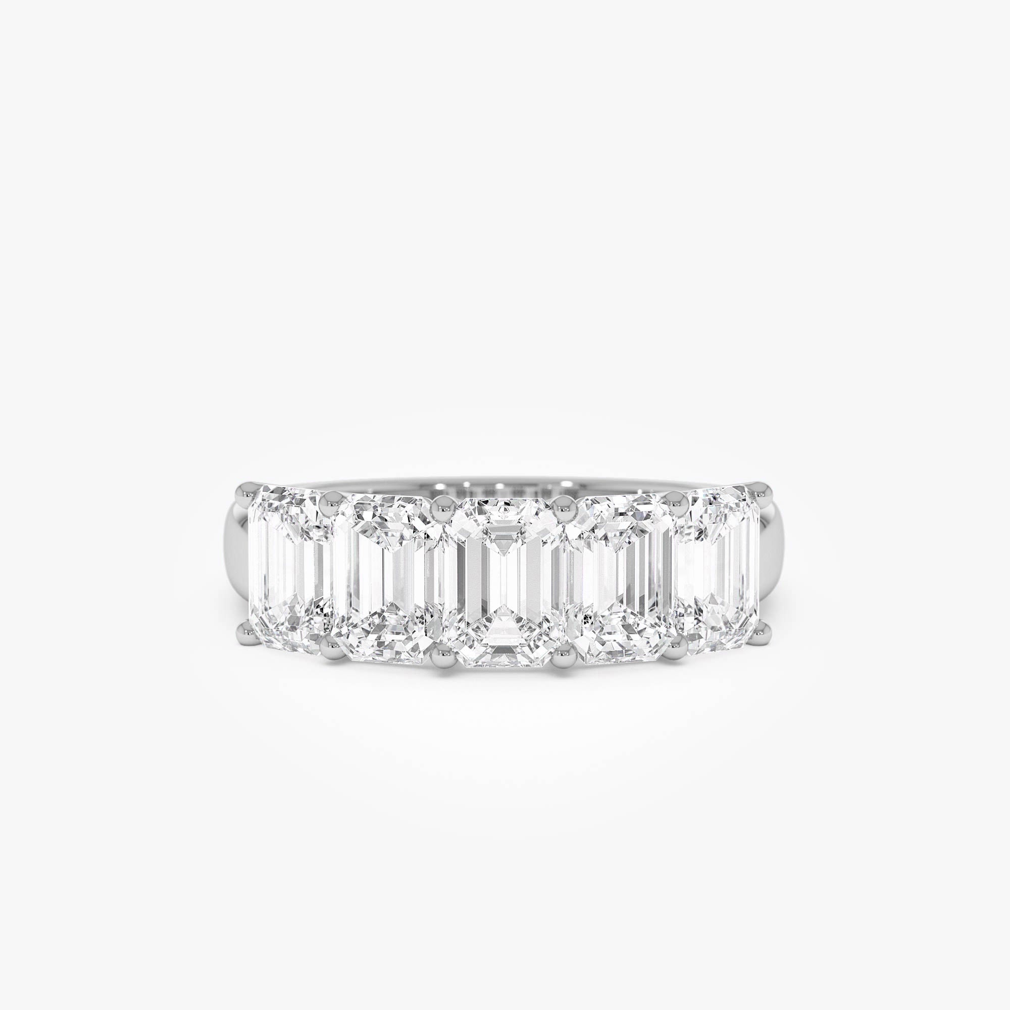 OBFJ0570 - 2.65 ctw 14k Prong Setting Five Stone Emerald Cut Lab Grown Diamond Anniversary Ring - Lucia 7