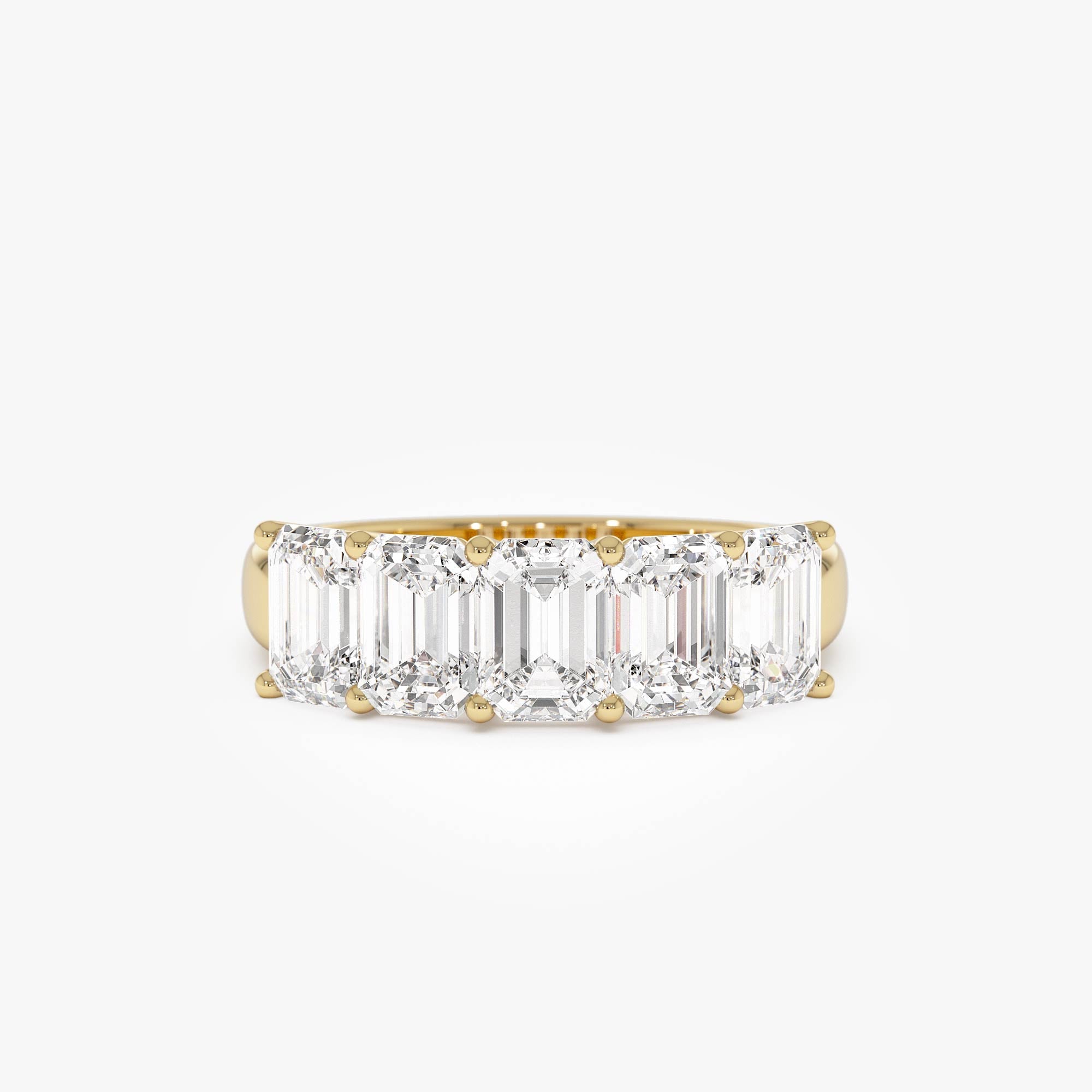 OBFJ0570 - 2.65 ctw 14k Prong Setting Five Stone Emerald Cut Lab Grown Diamond Anniversary Ring - Lucia 1