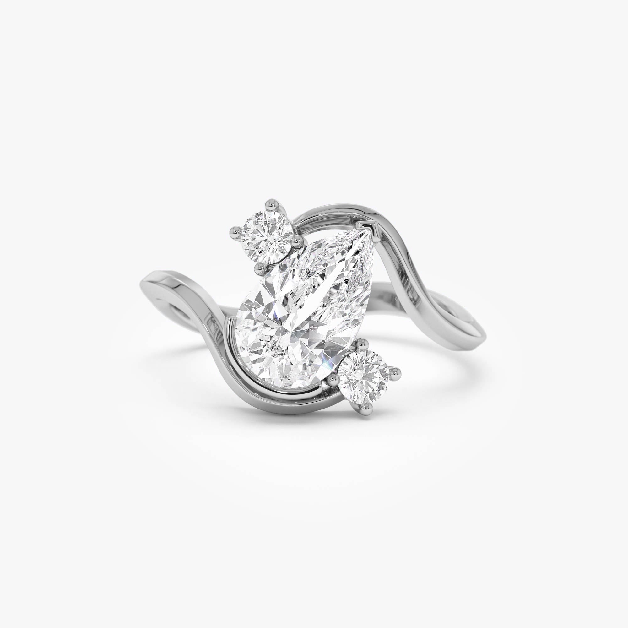 OBFJ0566 - 1.5 Ctw 14k Lab Grown Diamond Pear Shape Bypass Unique Engagement Ring - Irene 6