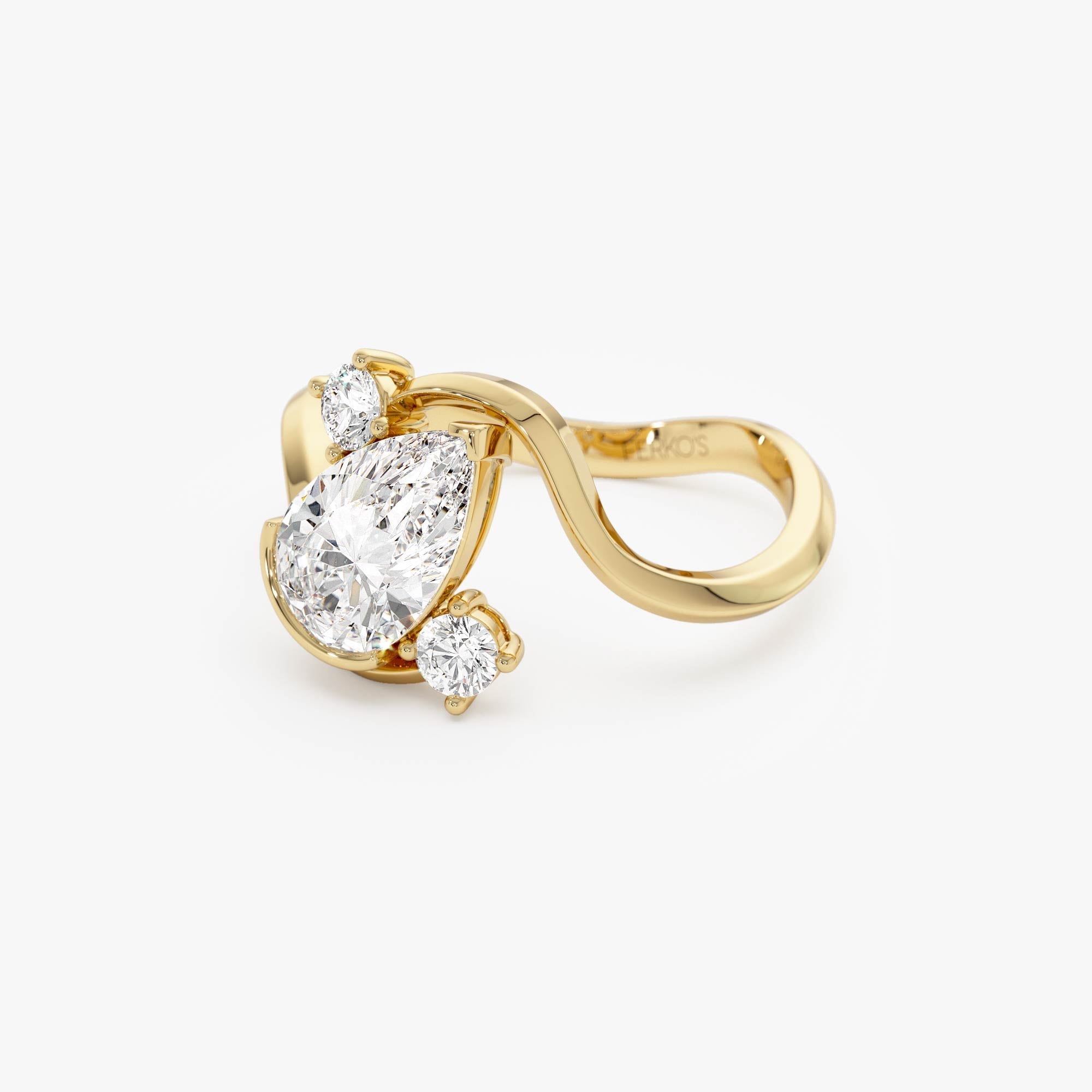 OBFJ0566 - 1.5 Ctw 14k Lab Grown Diamond Pear Shape Bypass Unique Engagement Ring - Irene 7