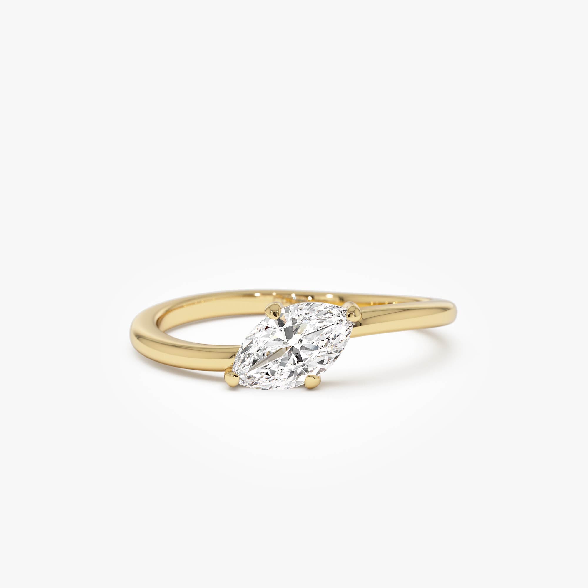 OBFJ0567 - 0.50 Ctw 14k Prong Setting Marquise Shaped Lab Grown Diamond Wavy Promise Ring - Elisa 1