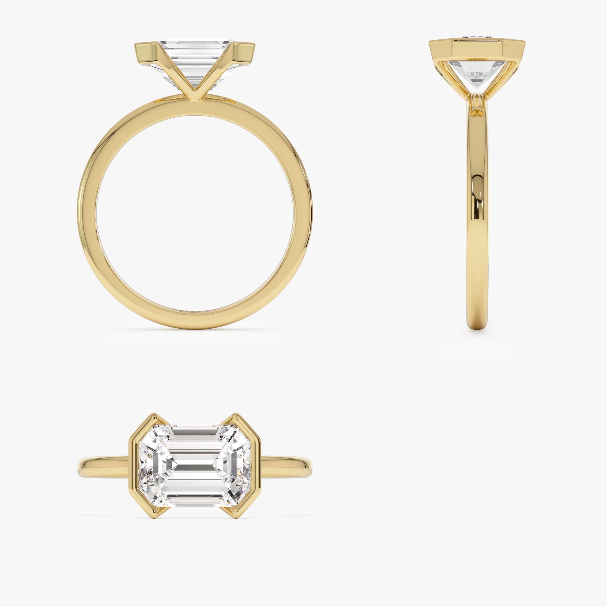 OBFJ0704 - 2.00 ctw 14K Half Bezel East-West Emerald Cut Lab Grown Engagement Ring - Amelia 8