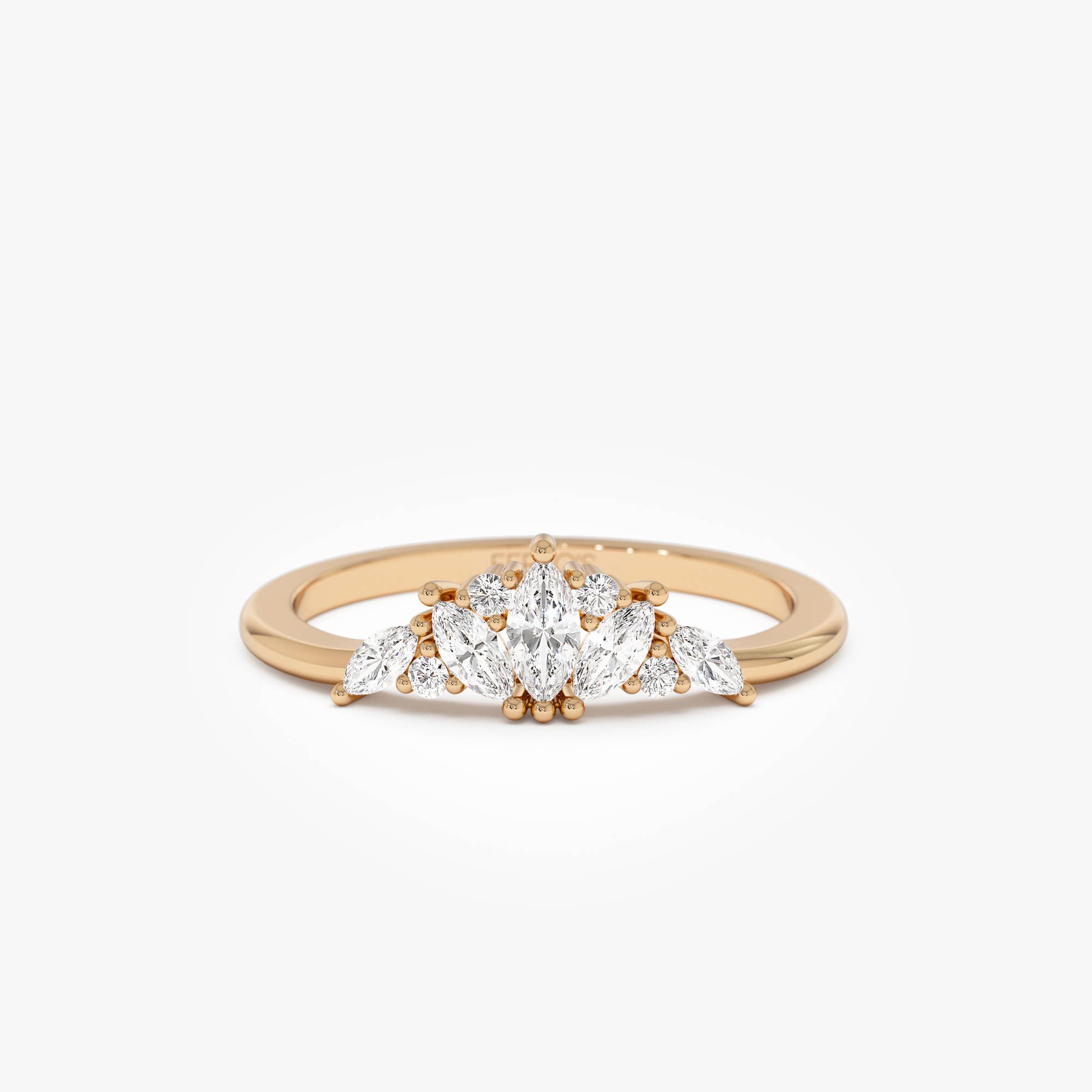 OBFJ0506 - 14K Dainty Marquise Diamond Stacking Ring 6