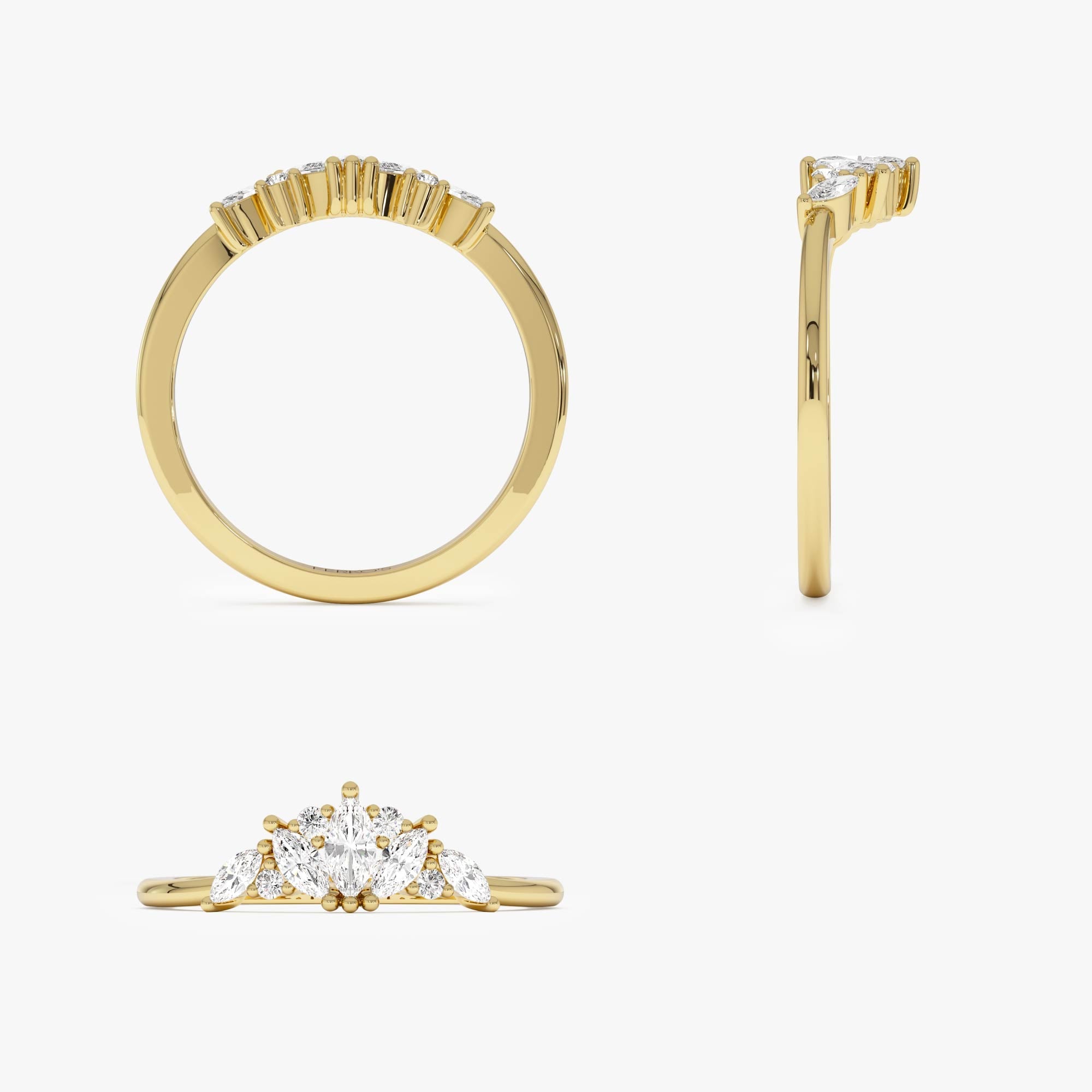 OBFJ0506 - 14K Dainty Marquise Diamond Stacking Ring 8
