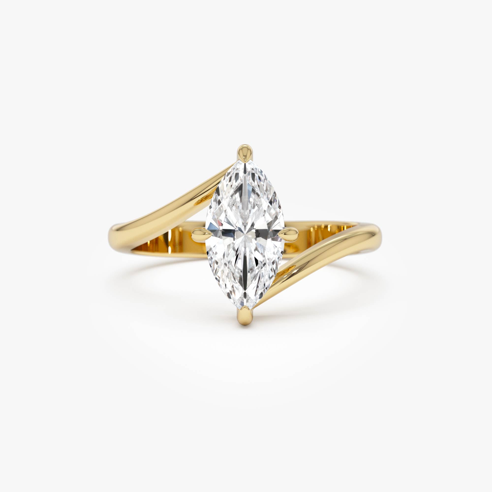 OBFJ0359 - 1.50 Ctw 14k Marquise Shaped Lab Grown Diamond Bypass Setting Engagement Ring – Leda 1