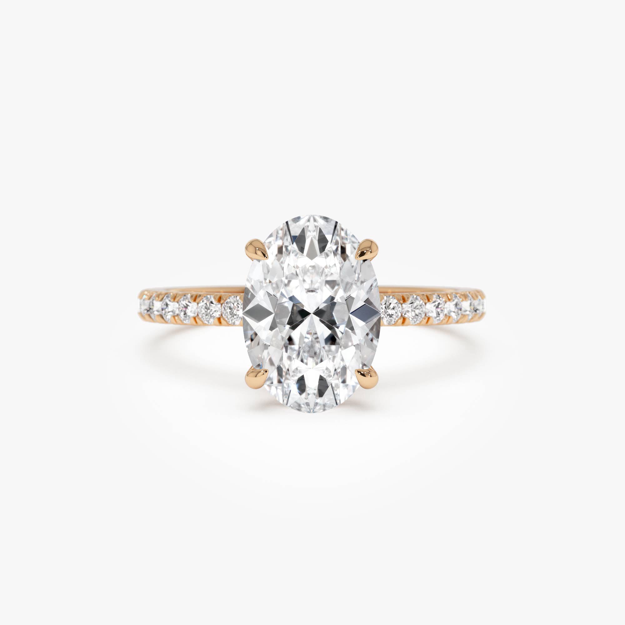 OBFJ0608 - 2.40 Ctw 14k Oval Shaped Lab Grown Diamond Pavé Setting with Hidden Halo - Vivara 6