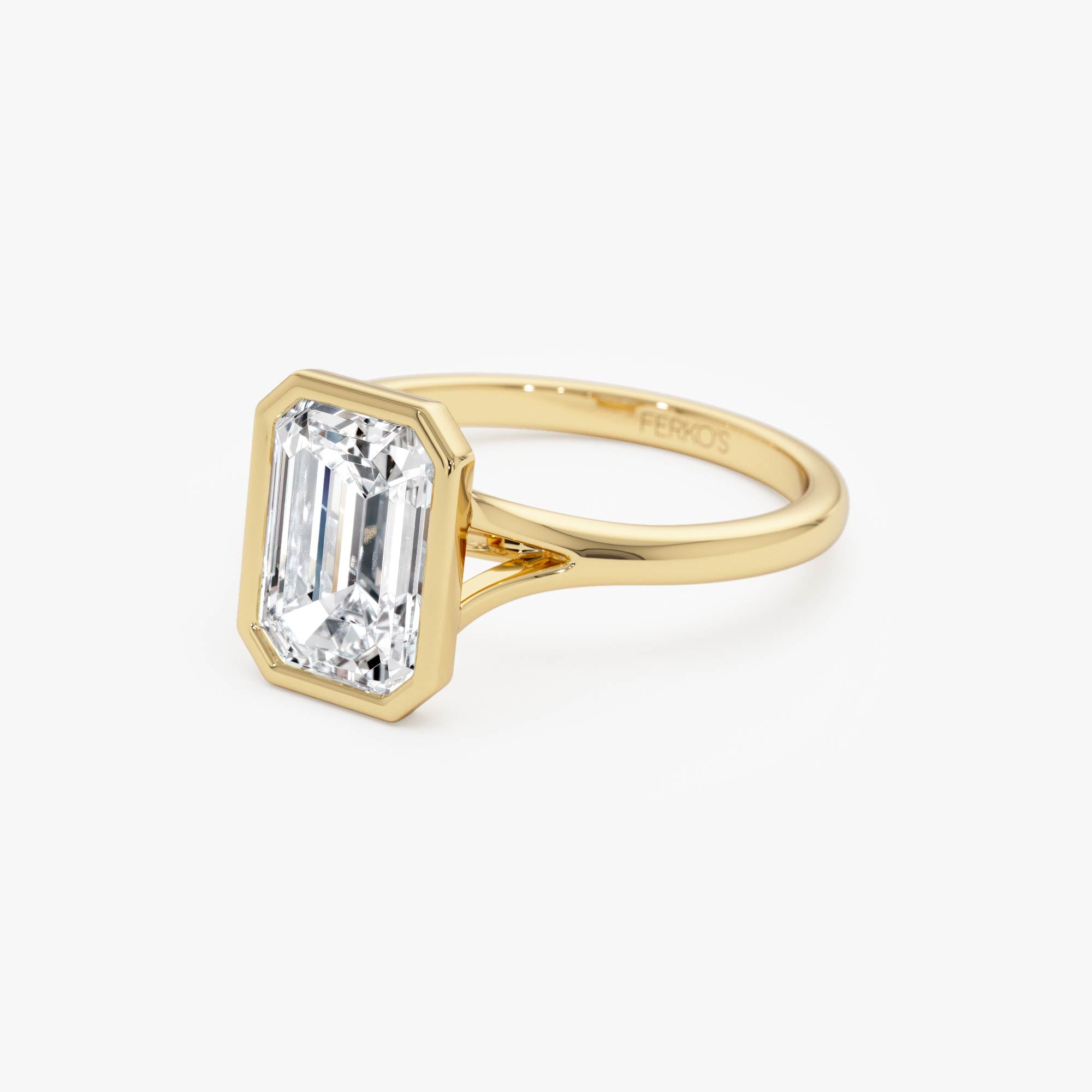 OBFJ0610 - 2.00 Ctw 14k Emerald Cut Lab Grown Diamond Ring Bezel Solitaire Setting - Novara 9