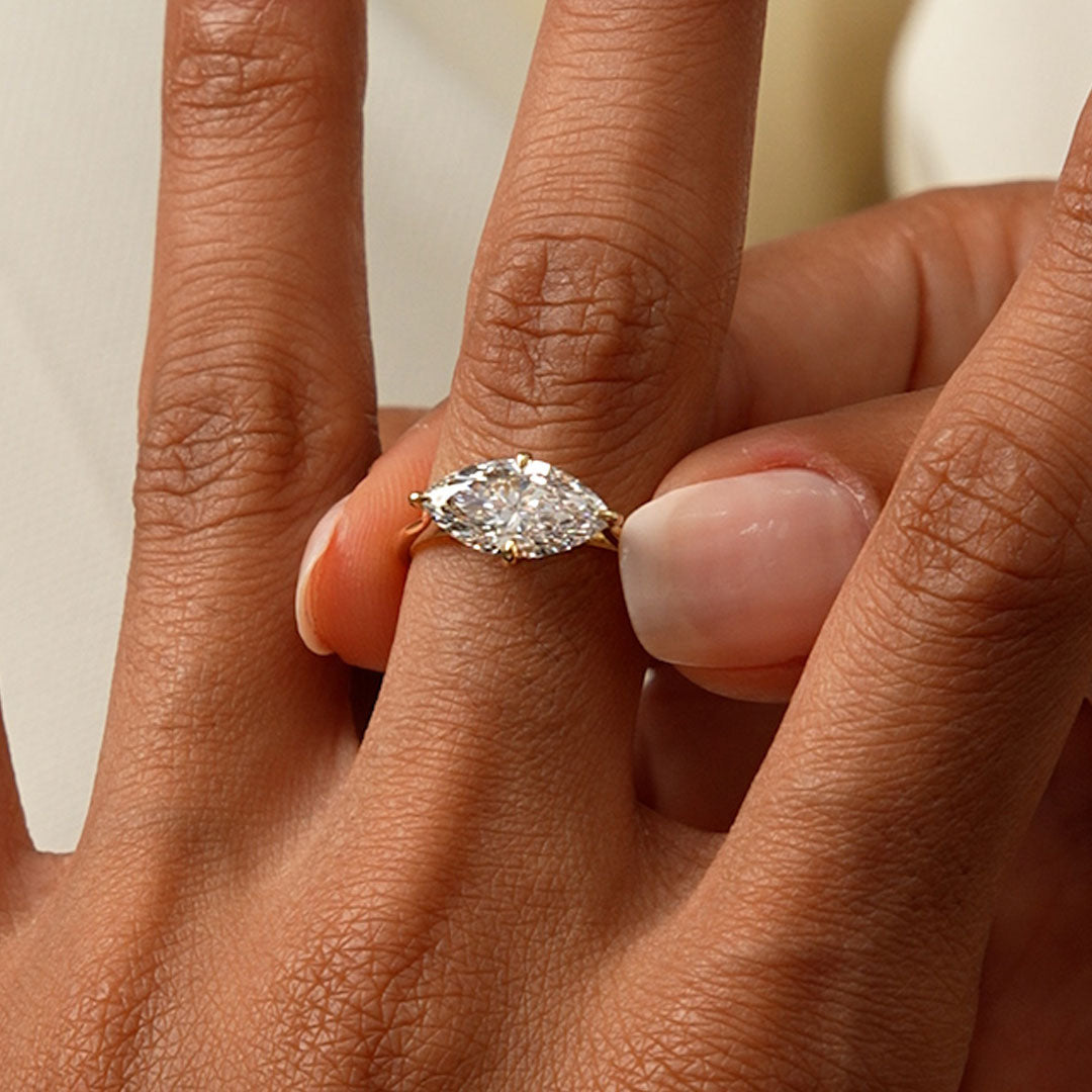 OBFJ0600 - 1.50 Ctw 14k Marquise Shape West-East Set Lab Grown Diamond Solitaire Ring - Veyra 2