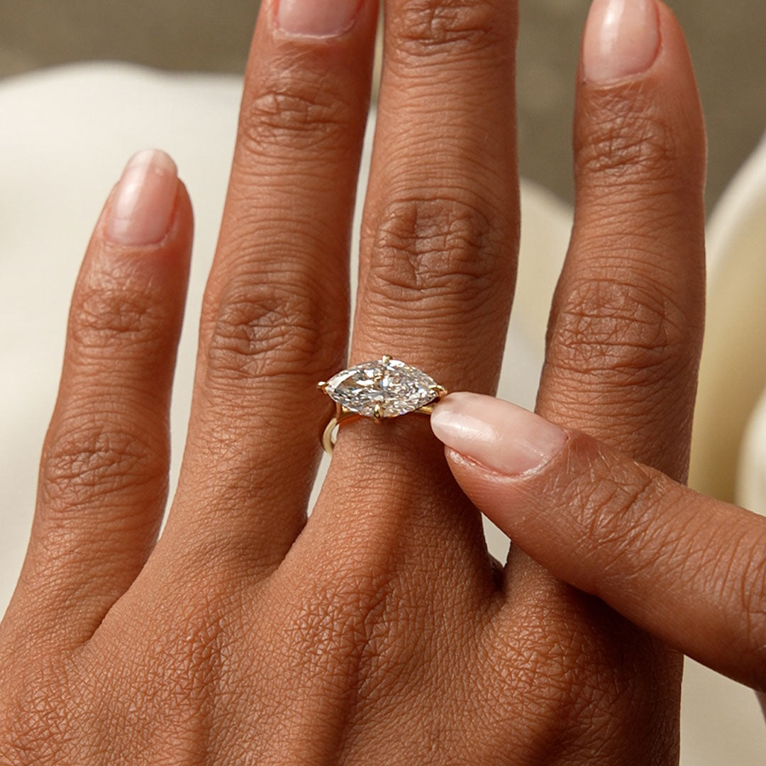 OBFJ0600 - 1.50 Ctw 14k Marquise Shape West-East Set Lab Grown Diamond Solitaire Ring - Veyra 3