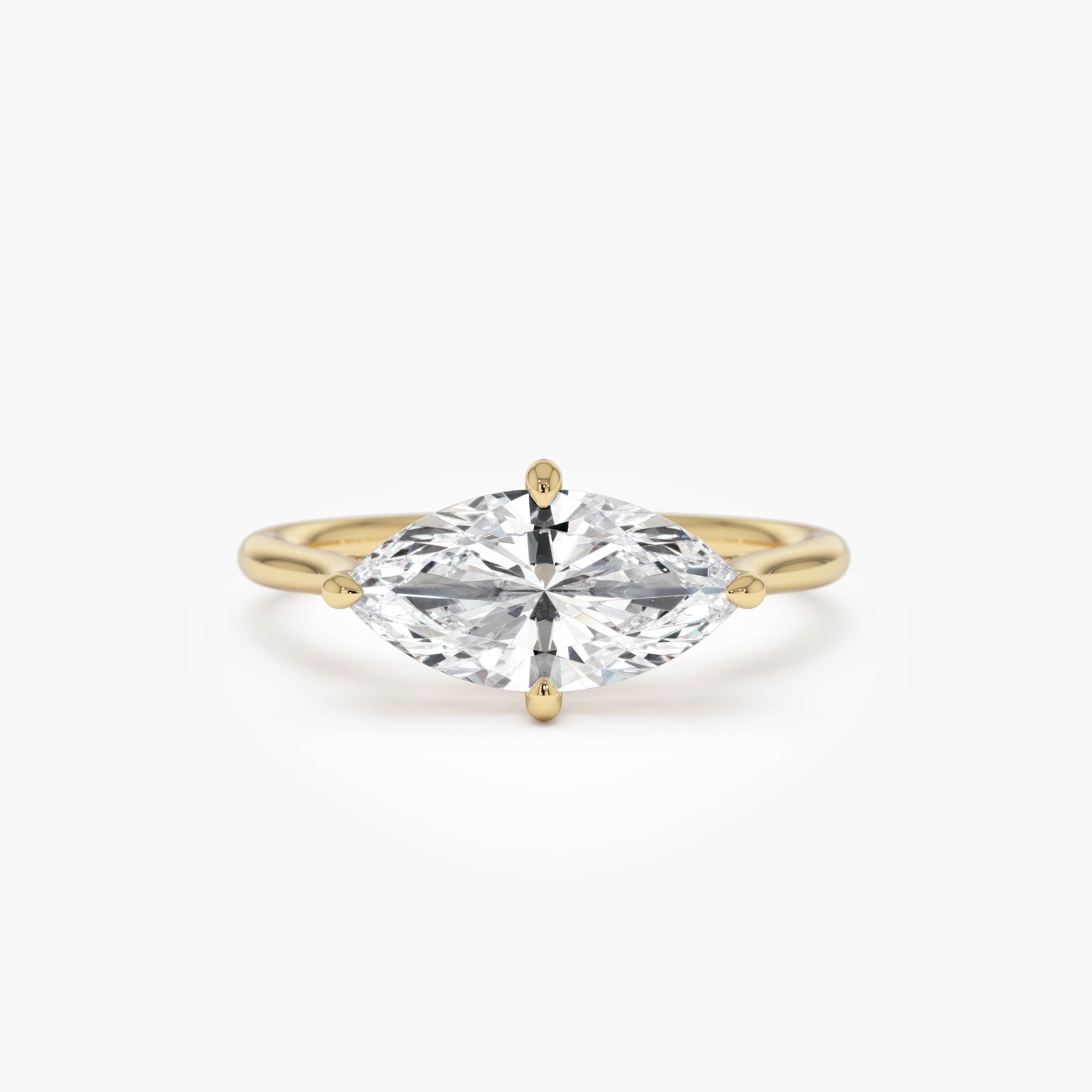 OBFJ0600 - 1.50 Ctw 14k Marquise Shape West-East Set Lab Grown Diamond Solitaire Ring - Veyra 1