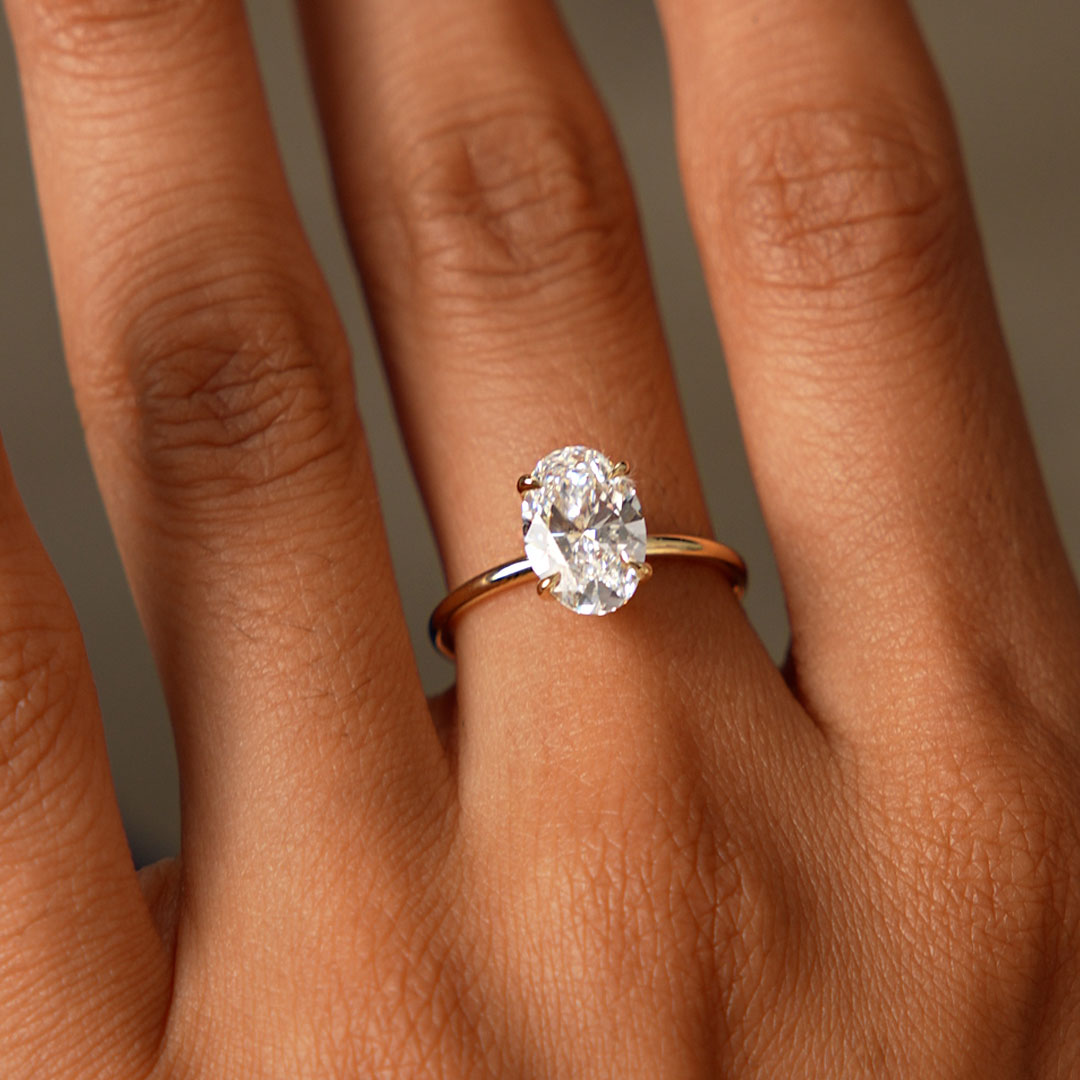 OBFJ0599 - 2 Ctw 14k Oval Lab Grown Diamond Engagement Ring with Hidden Halo – Maribel 2