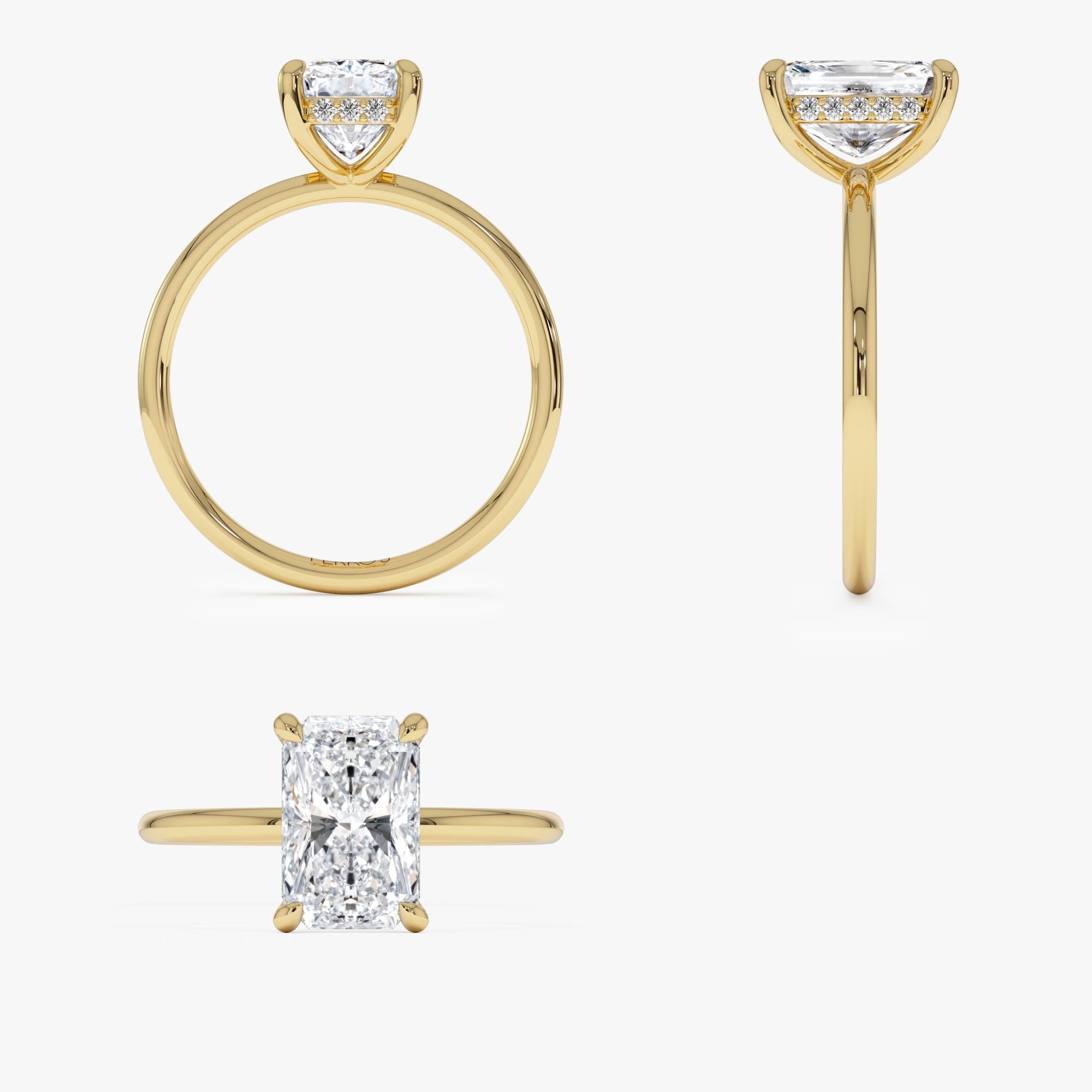 OBFJ0597 - 1.50 Ctw 14k Radiant Cut Lab Grown Diamond Hidden Halo Engagement Ring – Aurora 9