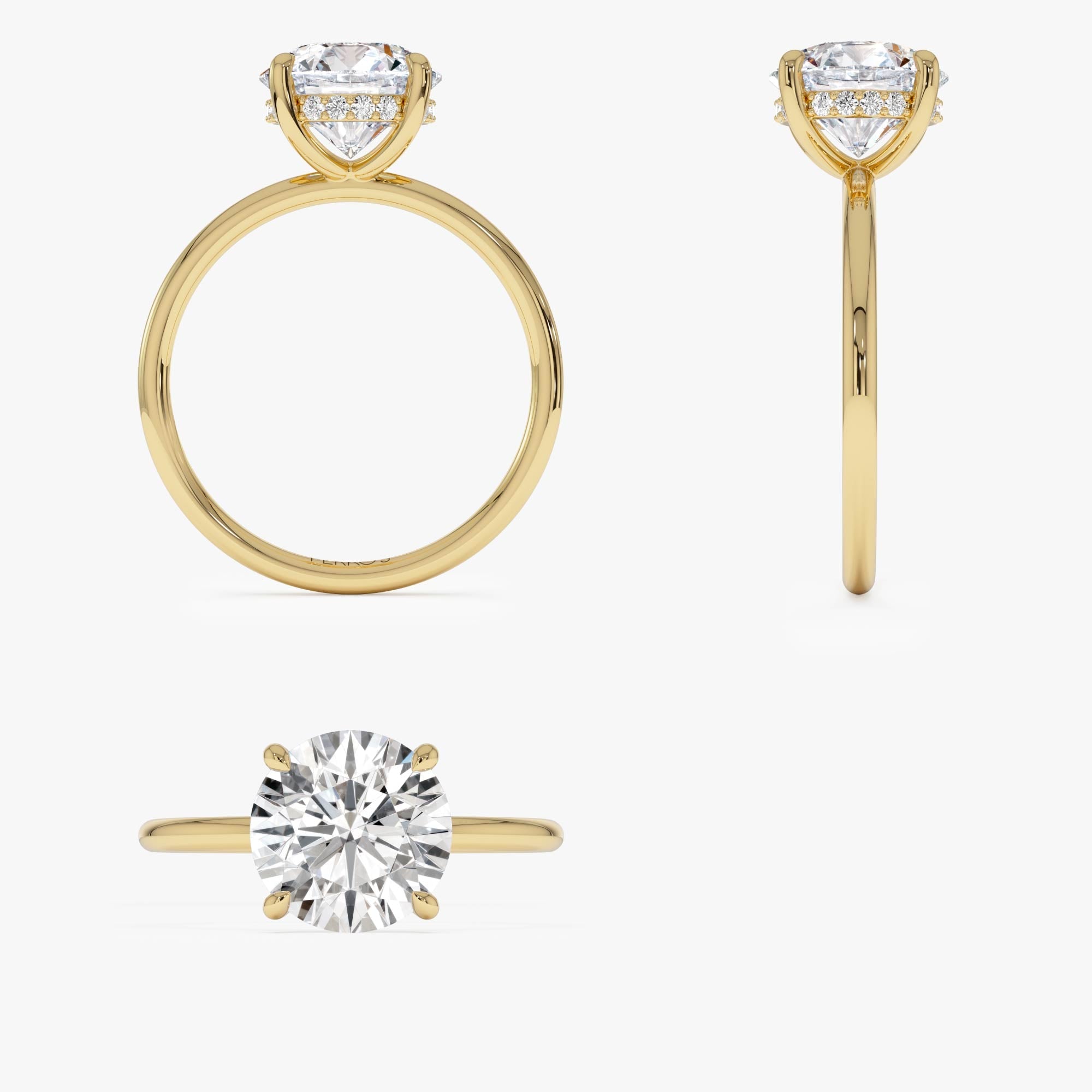 OBFJ0594 - 2.00 Ctw 14k Round Brilliant Lab Grown Diamond Engagement Ring with Hidden Halo – Rosalie 10