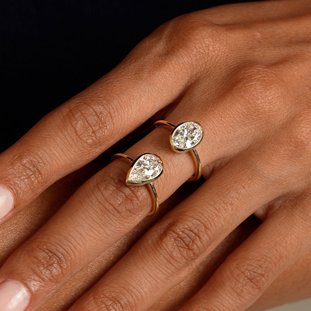 OBFJ0584 - 1.50 Ctw 14k Oval Shaped Bezel Setting Lab Grown Diamond Engagement Ring – Celina 6