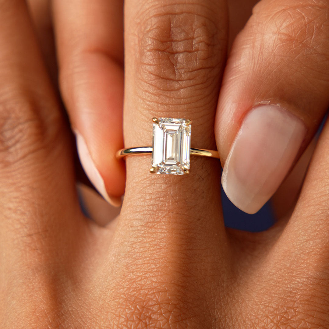 OBFJ0583 - 2.00 Ctw 14k Emerald Cut Prong  Setting Lab Grown Diamond Engagement Ring  – Marcelline 5