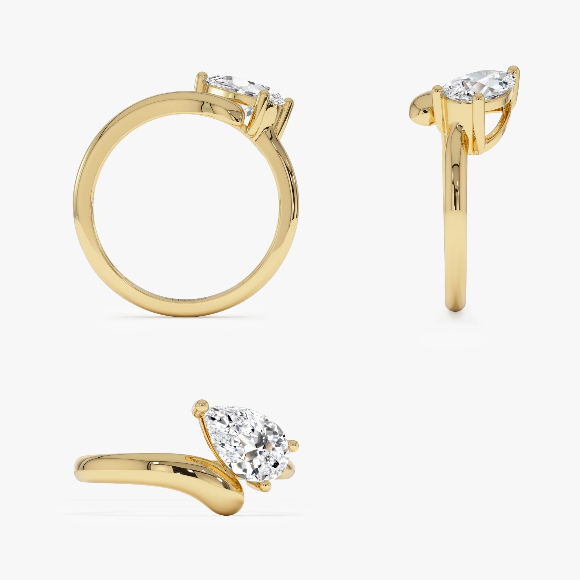 OBFJ0549 - 1.00 Ctw 14k Pear Shaped Lab Grown Diamond Ring with Contemporary Twist Band - Elsa 8