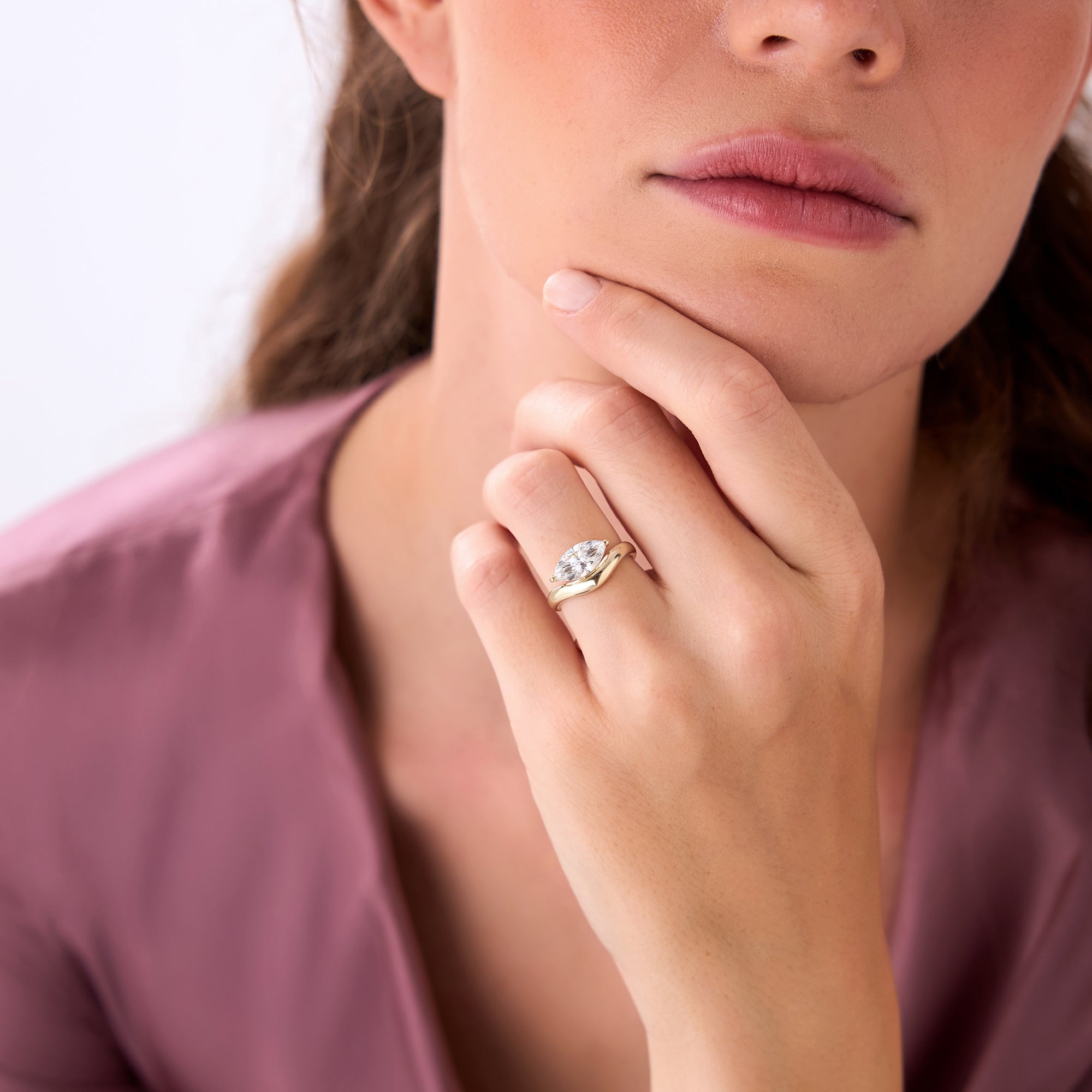 OBFJ0547 - 1.50 Ctw 14k Marquise Shaped Contemporary Design Lab Grown Diamond Ring - Noemi 5