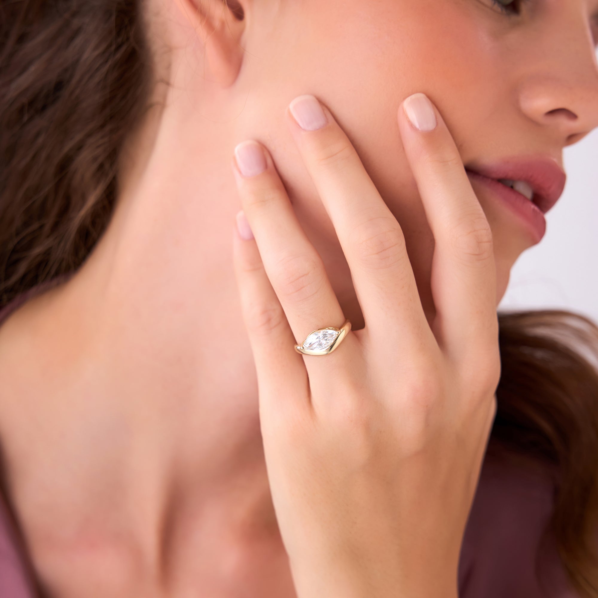OBFJ0547 - 1.50 Ctw 14k Marquise Shaped Contemporary Design Lab Grown Diamond Ring - Noemi 6