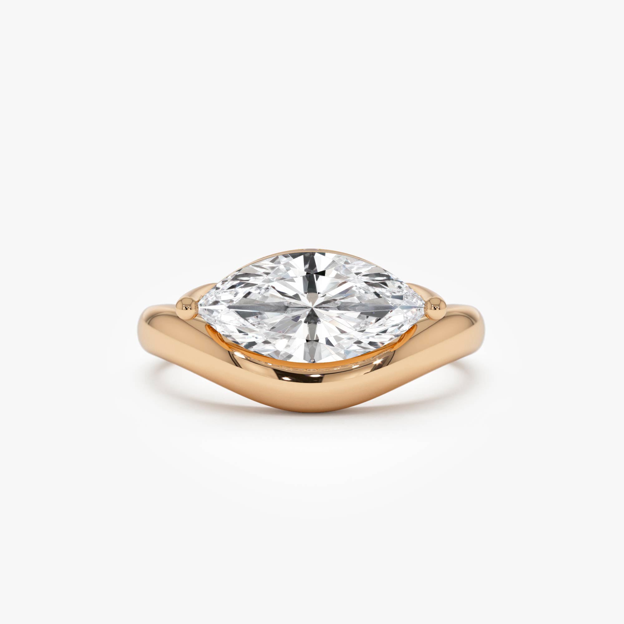 OBFJ0015 - 1.50 Ctw 14k Marquise Shaped Contemporary Design Lab Grown Diamond Ring - Noemi - 14K Gold 7