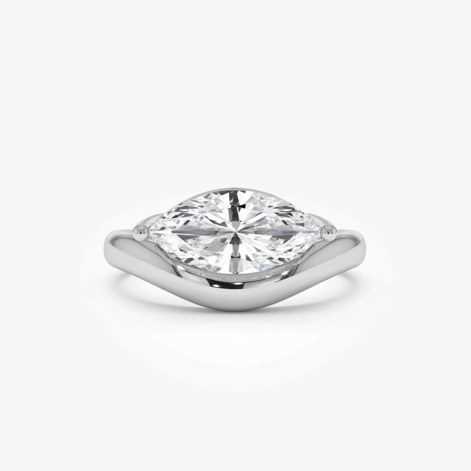 OBFJ0015 - 1.50 Ctw 14k Marquise Shaped Contemporary Design Lab Grown Diamond Ring - Noemi - 14K Gold 8