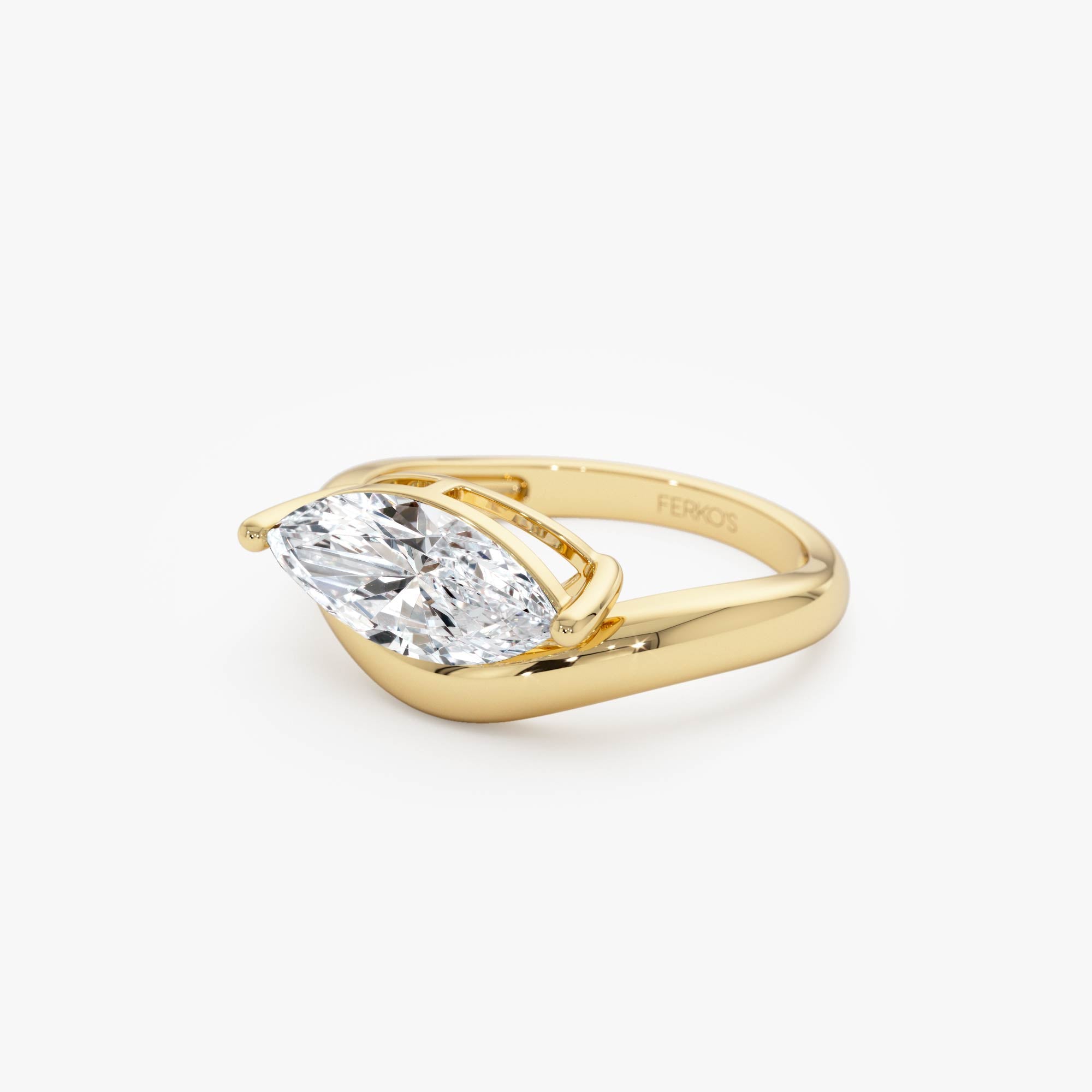 OBFJ0015 - 1.50 Ctw 14k Marquise Shaped Contemporary Design Lab Grown Diamond Ring - Noemi - 14K Gold 9