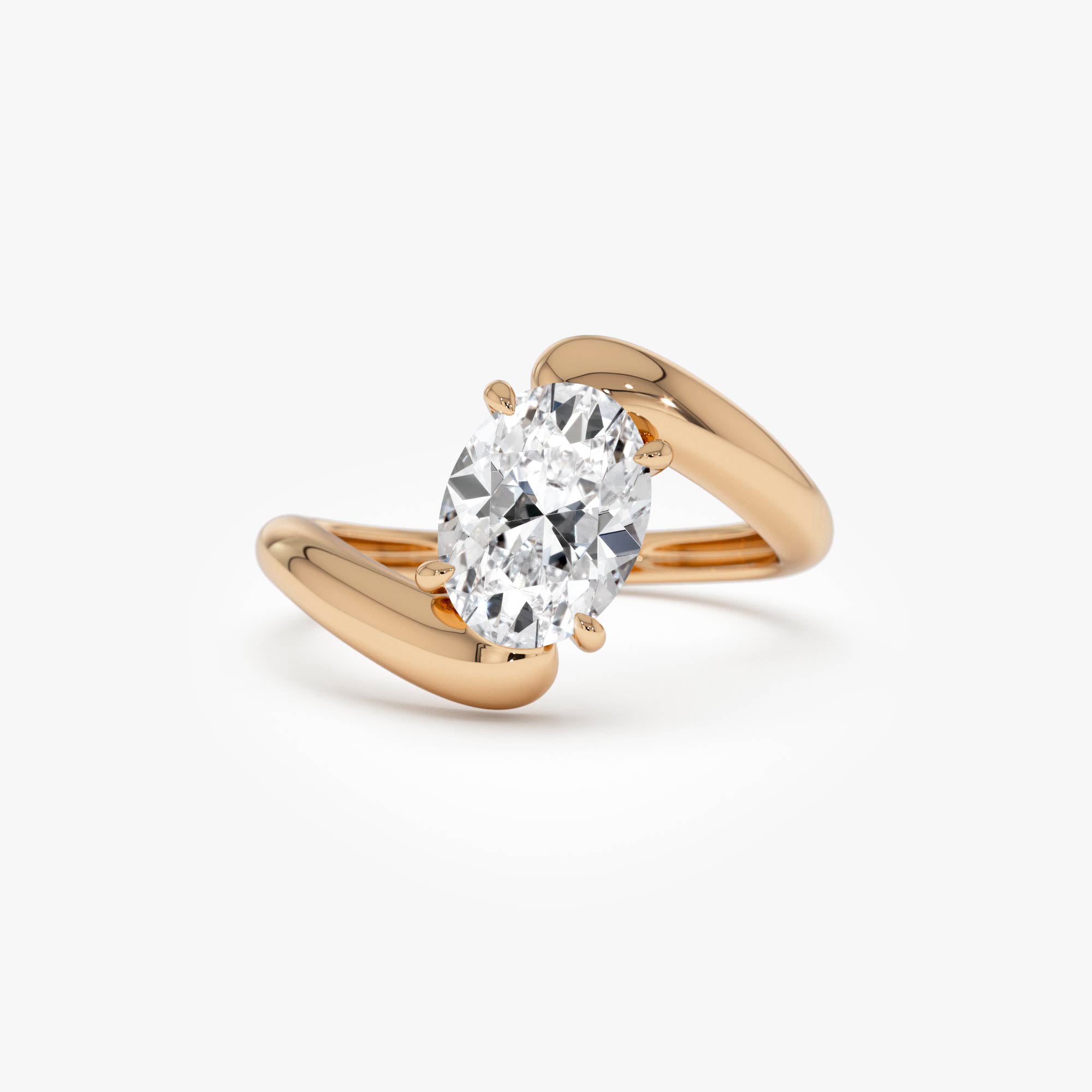 OBFJ0019 - 1.50 Ctw Lab Grown Oval Shaped Diamond Bypass Ring - Flavia - 14K Gold 7