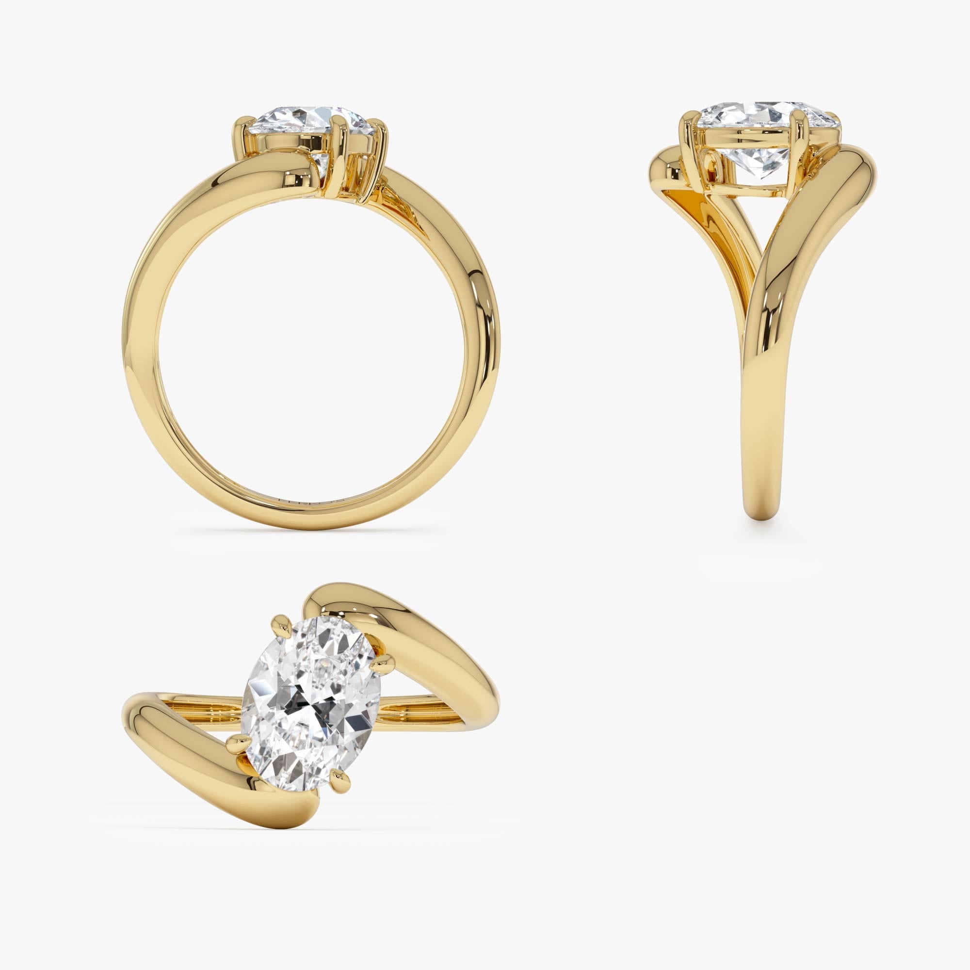 OBFJ0019 - 1.50 Ctw Lab Grown Oval Shaped Diamond Bypass Ring - Flavia - 14K Gold 10