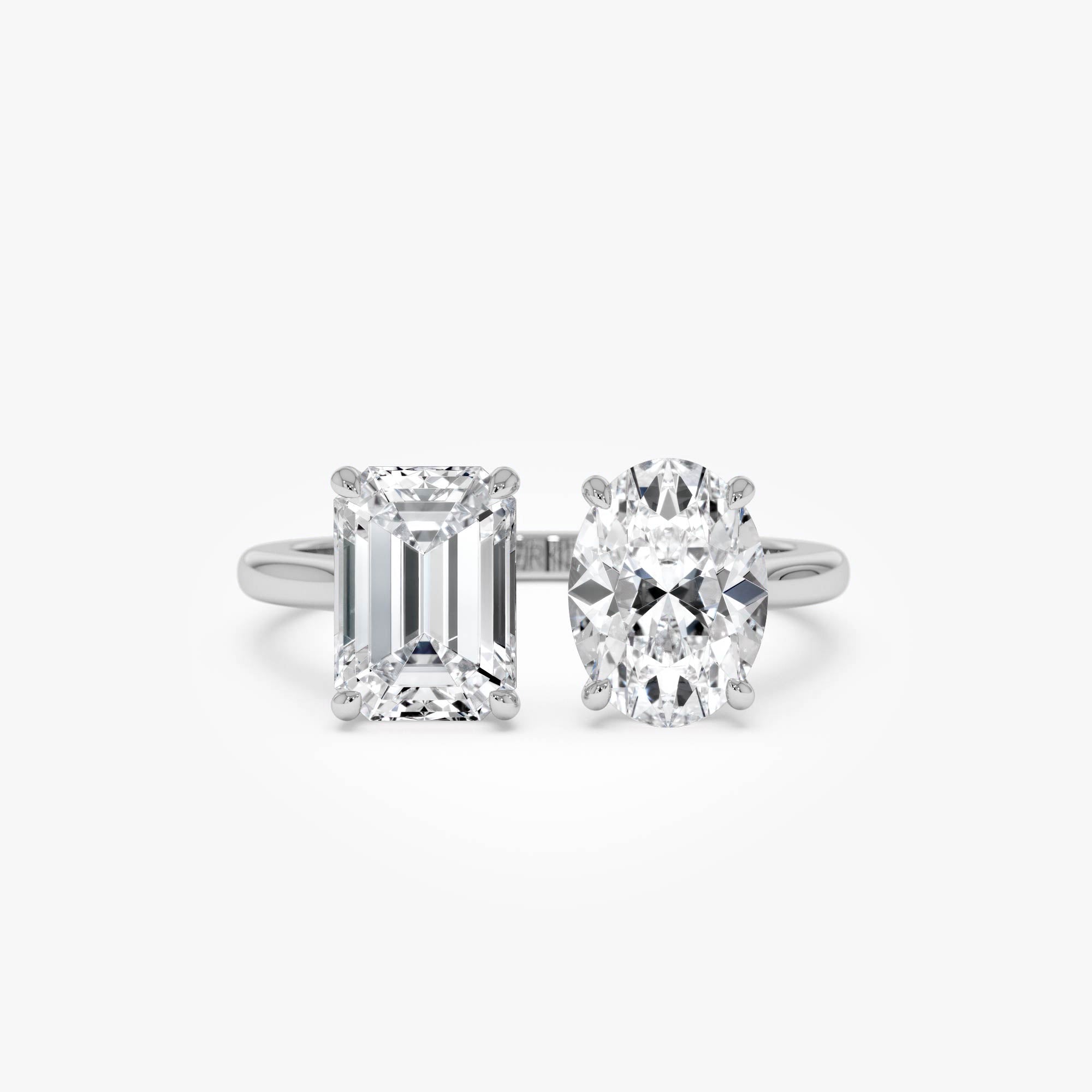 OBFJ0612 - 2.00 Ctw 14k Emerald & Oval Cut Toi et Moi Lab Grown Diamond Ring - Selen 8