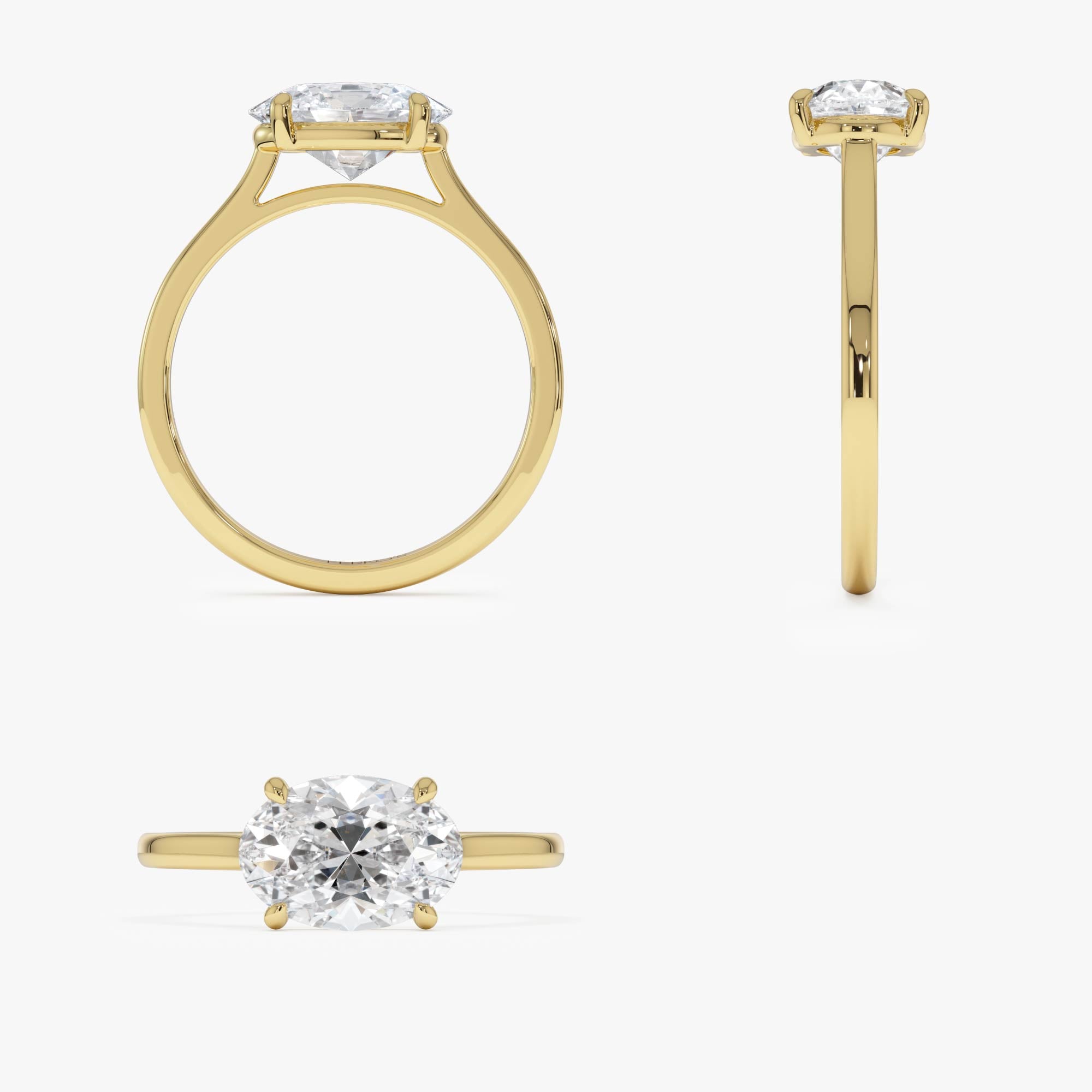 OBFJ0510 - 1 CTW 14k Oval Shaped Lab Grown Pear Shaped East-West Set Diamond Ring - Nives 10
