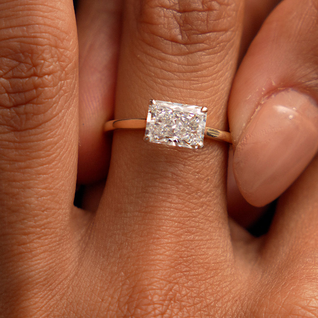 OBFJ0417 - 1 CTW 14k Radiant Cut Lab Grown Radiant Shaped East-West Set Diamond Ring - Alba 8