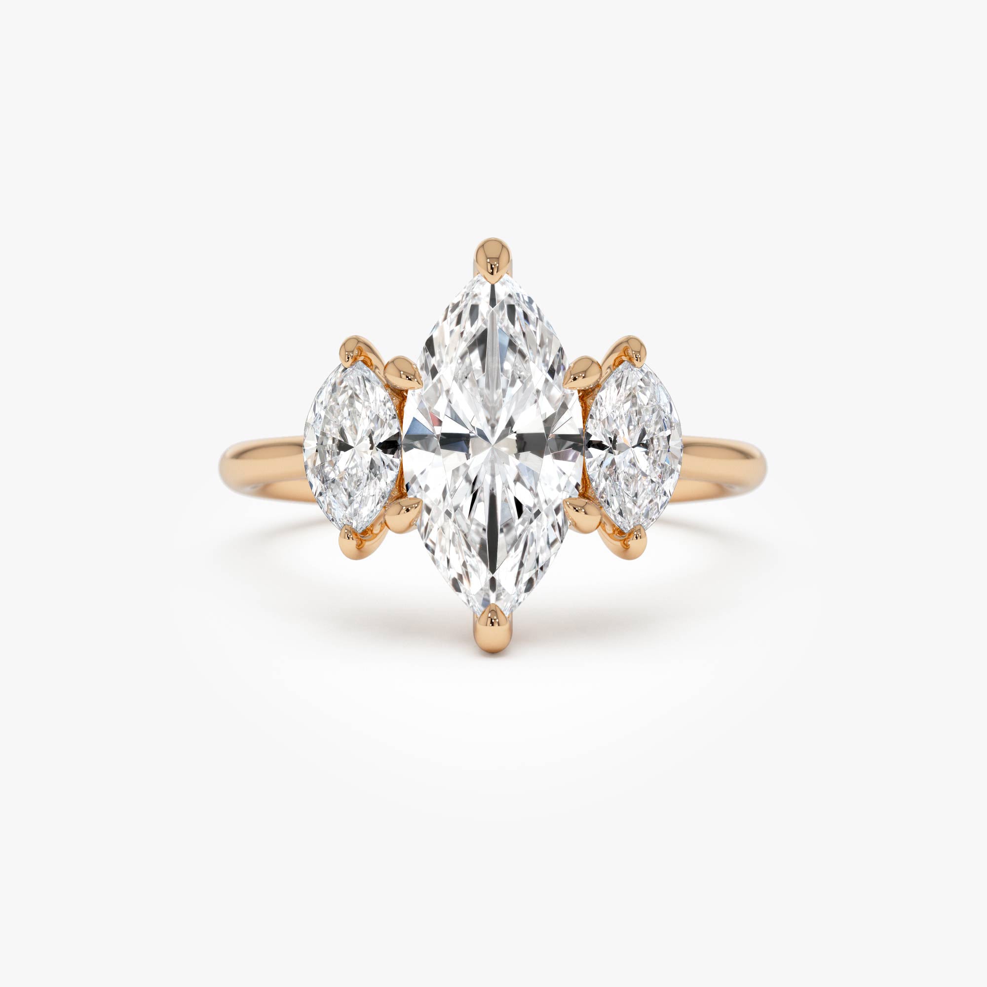 OBFJ0413 - 2.00ctw 14k Marquise Shaped Three Stone Lab Grown Diamond Engagement Ring - Adele 7
