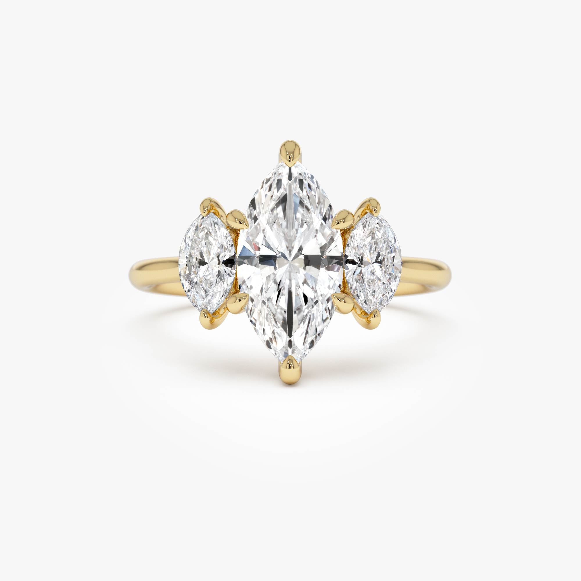 OBFJ0413 - 2.00ctw 14k Marquise Shaped Three Stone Lab Grown Diamond Engagement Ring - Adele 1