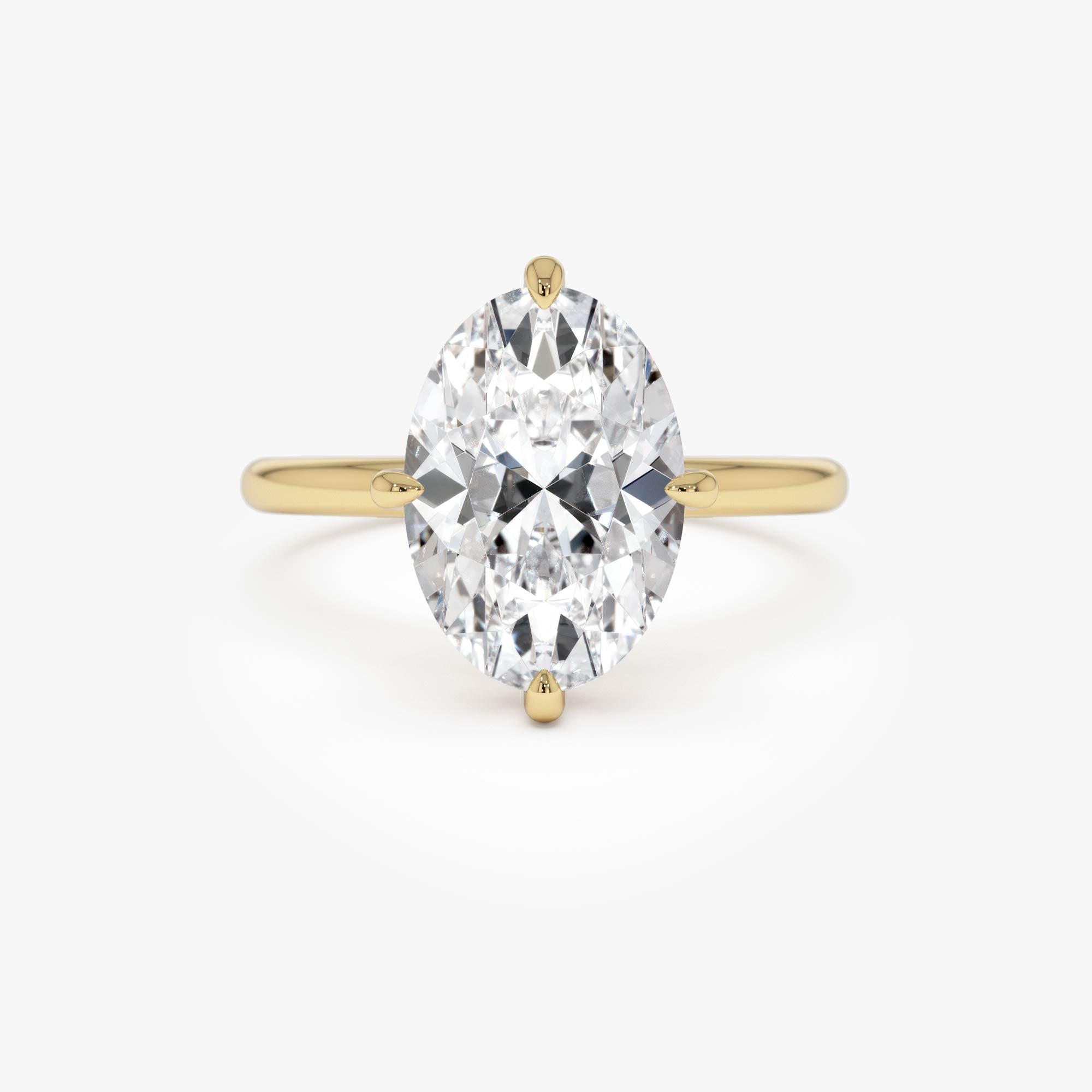 OBFJ0349 - 3.00 Ctw 14k Gold Oval Shape Lab Grown Prong Setting Engagement Ring - Vita 1