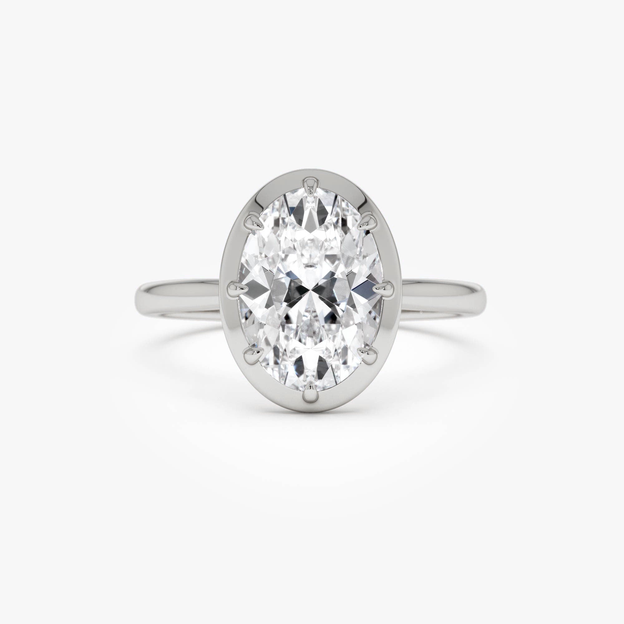 OBFJ0389 - 2.00 Ctw Oval Shape Lab Grown Diamond Claw Prong Engagement Ring - Leta ring in selectable metal and diamond options - Roselle Jewelry view 6